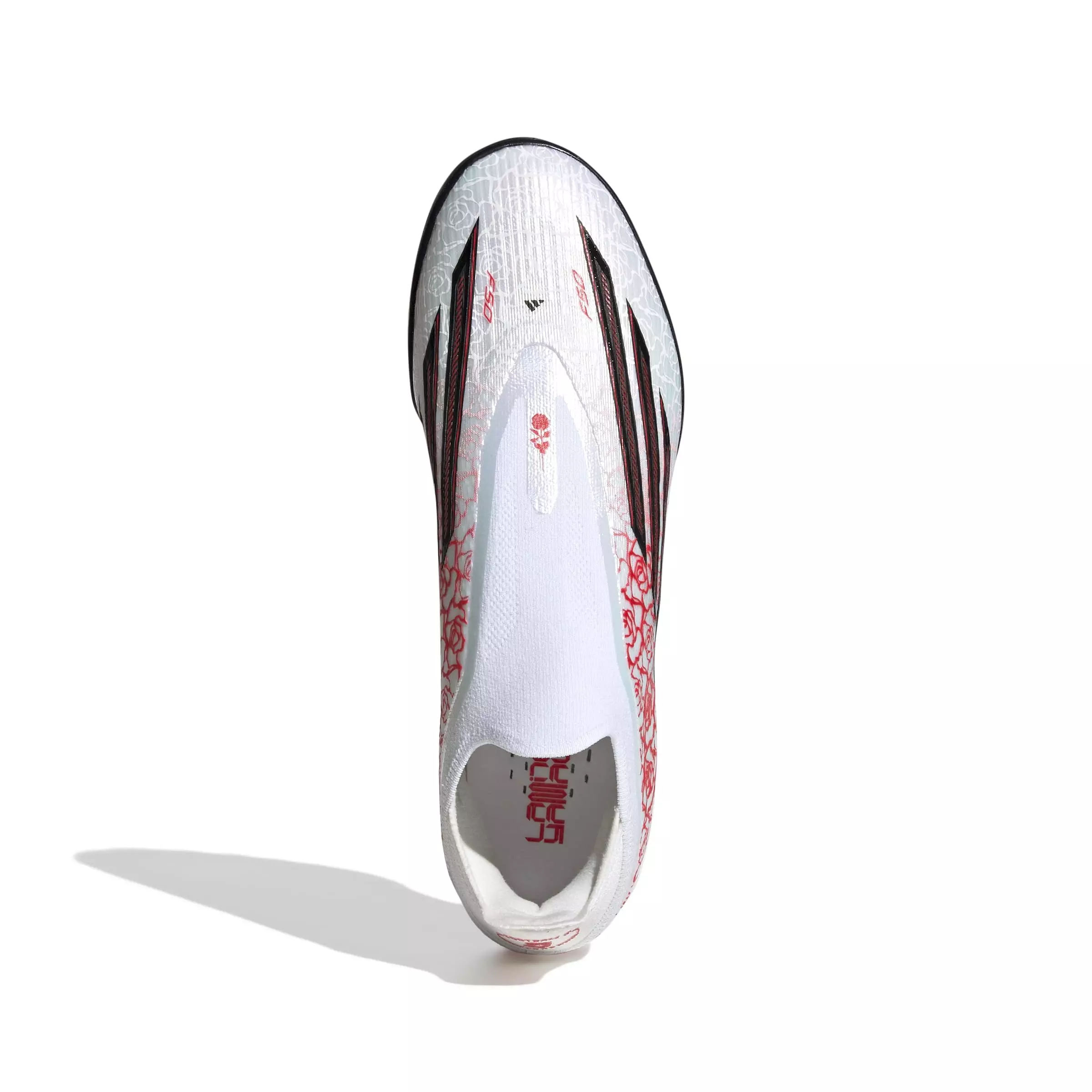 adidas F50 Pro Laceless Turf "Ftwr White/Core Black/Lucid Red" Men's Soccer Shoe - WHITE/BLACK/RED