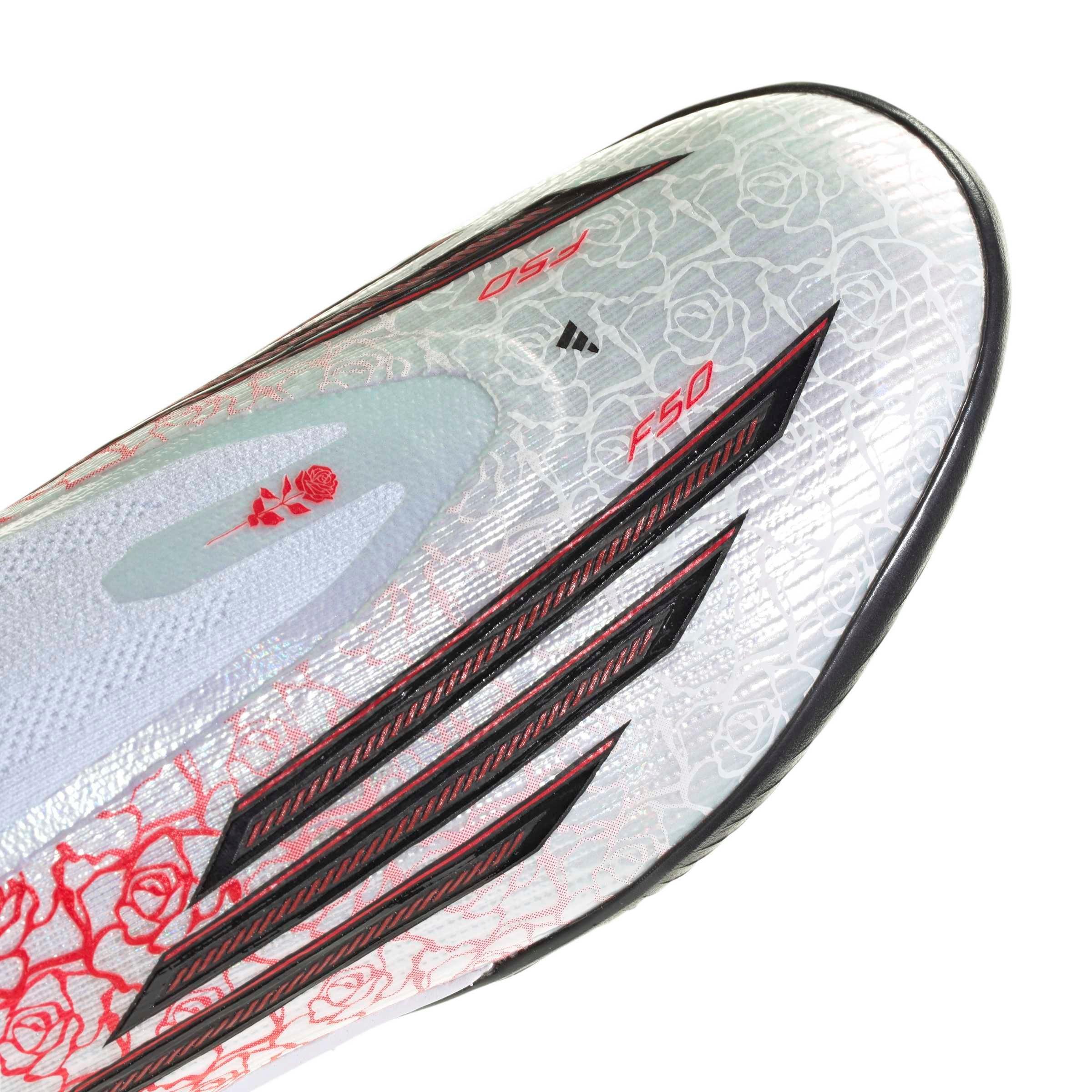 adidas F50 Pro Laceless Turf "Ftwr White/Core Black/Lucid Red" Men's Soccer Shoe - WHITE/BLACK/RED Thumbnail View 8