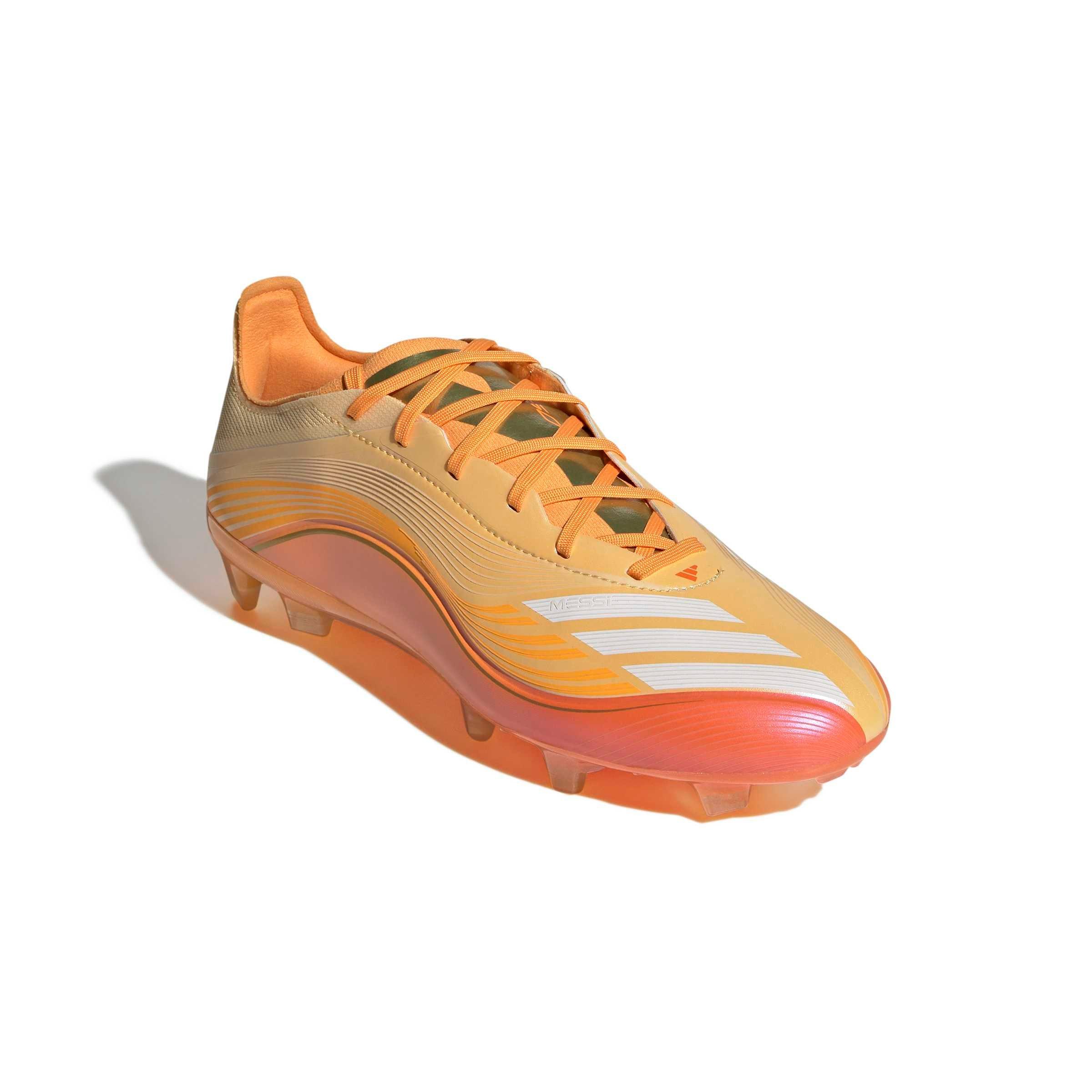 adidas F50 Messi Pro FG "Ice Tangerine/Gold Metallic/Pure Tangerine" Men's Soccer Cleat - TANGERINE/GOLD/TANGERINE Thumbnail View 3