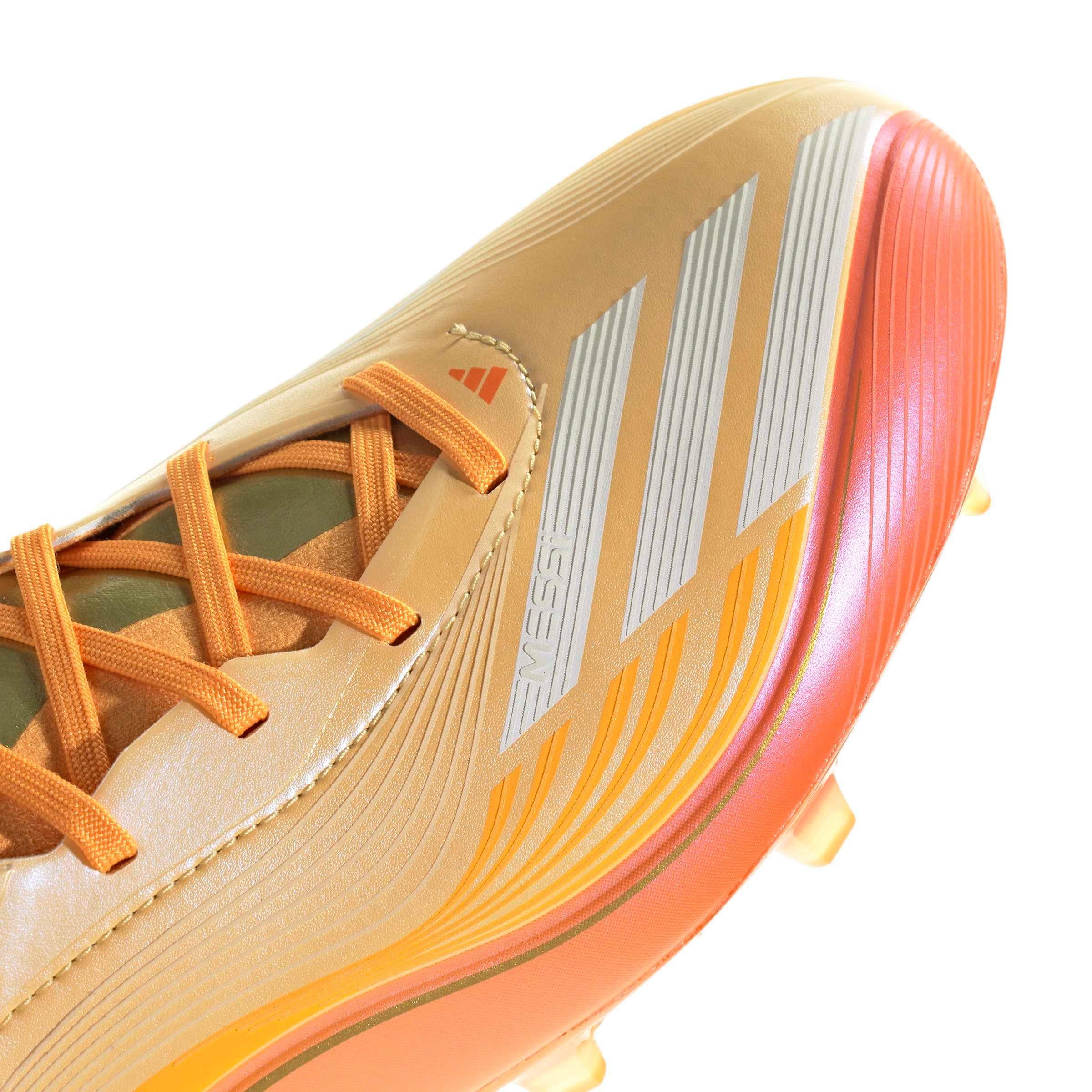 adidas F50 Messi Pro FG "Ice Tangerine/Gold Metallic/Pure Tangerine" Men's Soccer Cleat - TANGERINE/GOLD/TANGERINE Thumbnail View 7