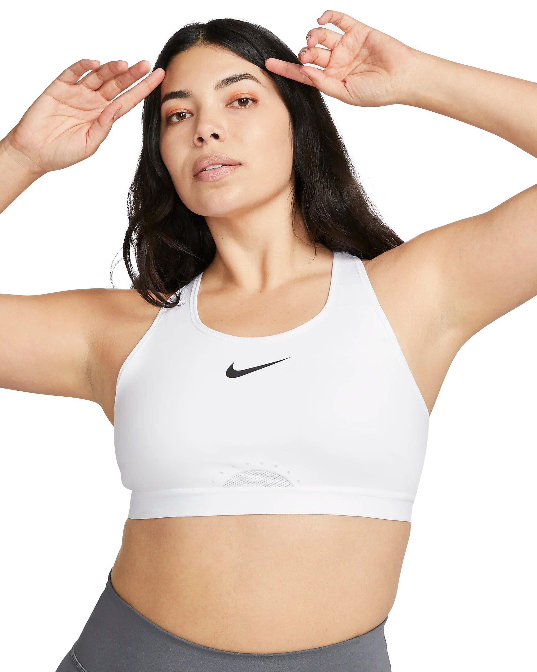 Nike Women's Dri-FIT Swoosh High-Support Non-Padded Adjustable Sports  Bra-White