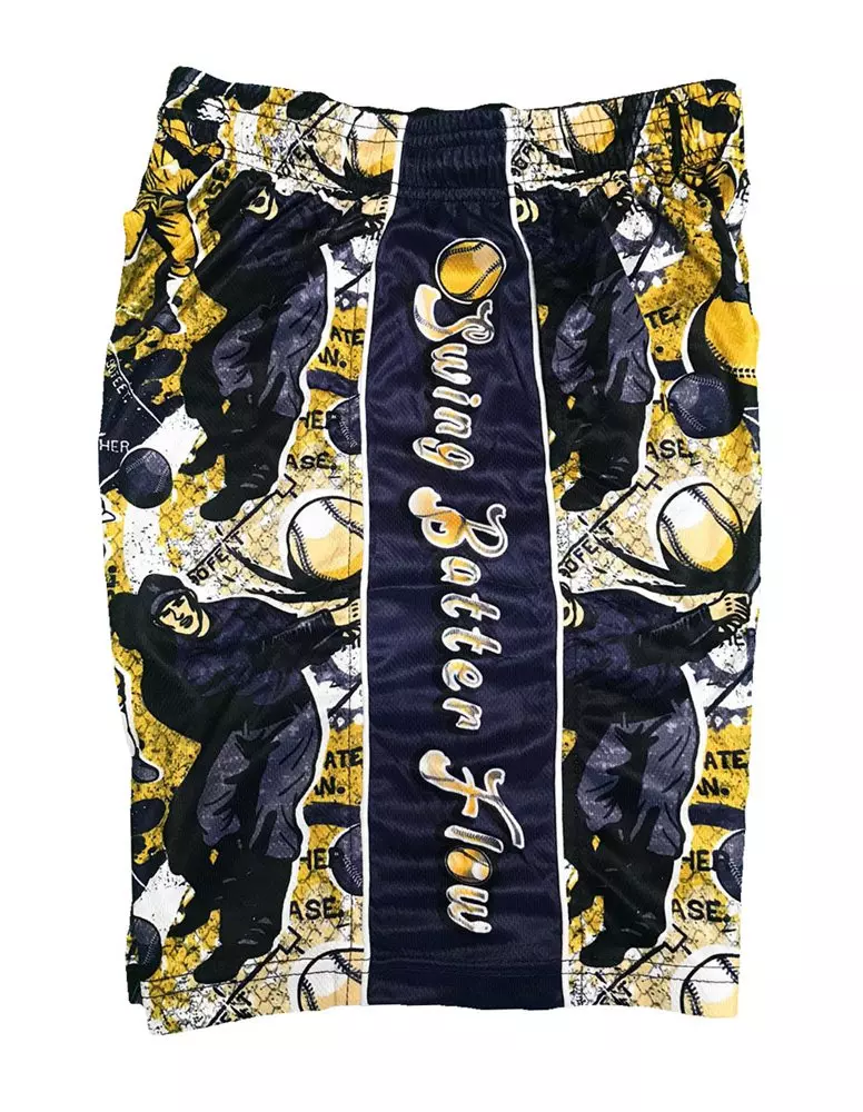 Flow Society Big Boys' Swing Batter Flow Attack Shorts - Blue/Yellow - BLUE/YELLOW