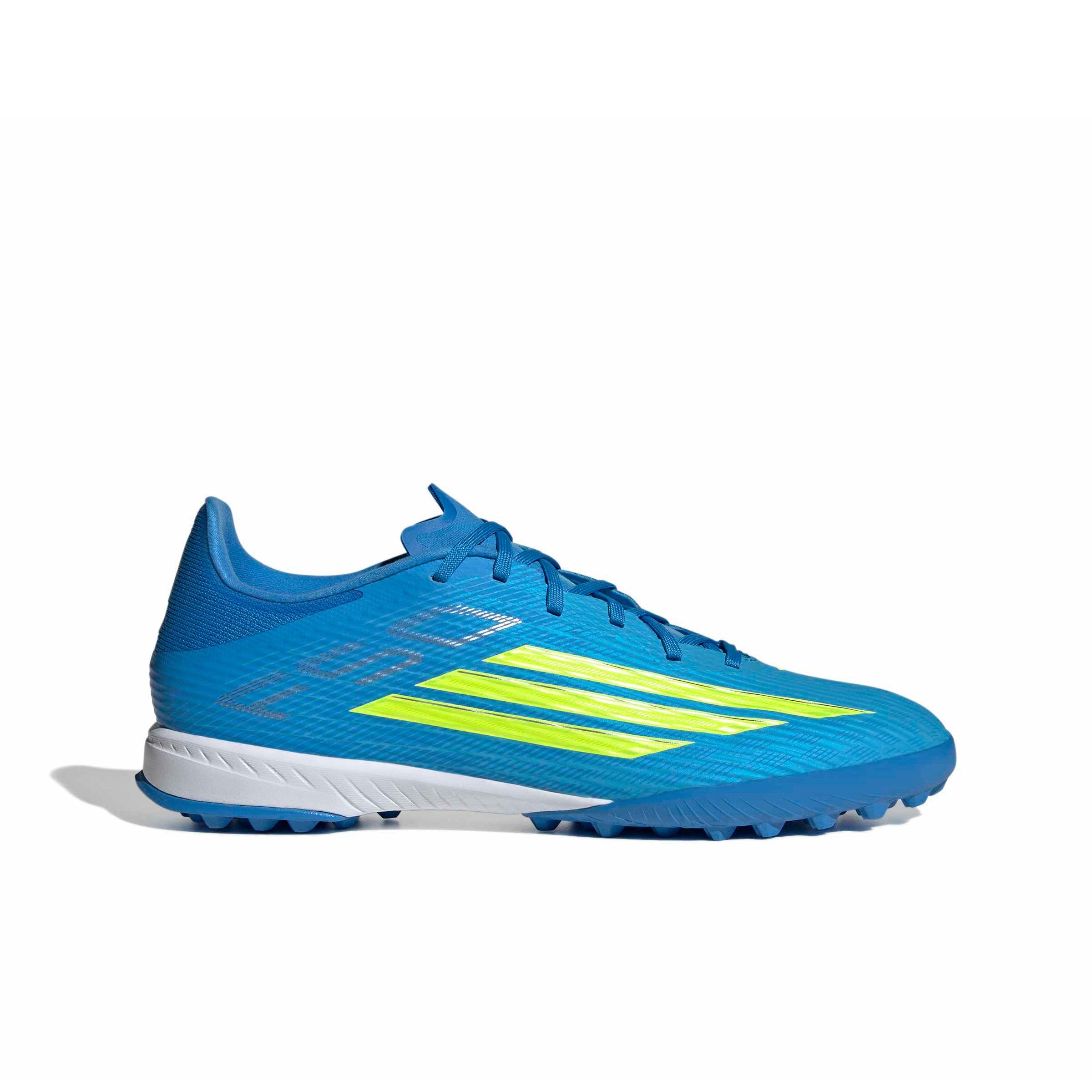 adidas F50 League Turf "Lucid Ray Blue/Team Solar Yellow 2/Lucid Aquamarine" Men's Soccer Shoe - BLUE/YELLOW/AQUAMARINE Thumbnail View 1