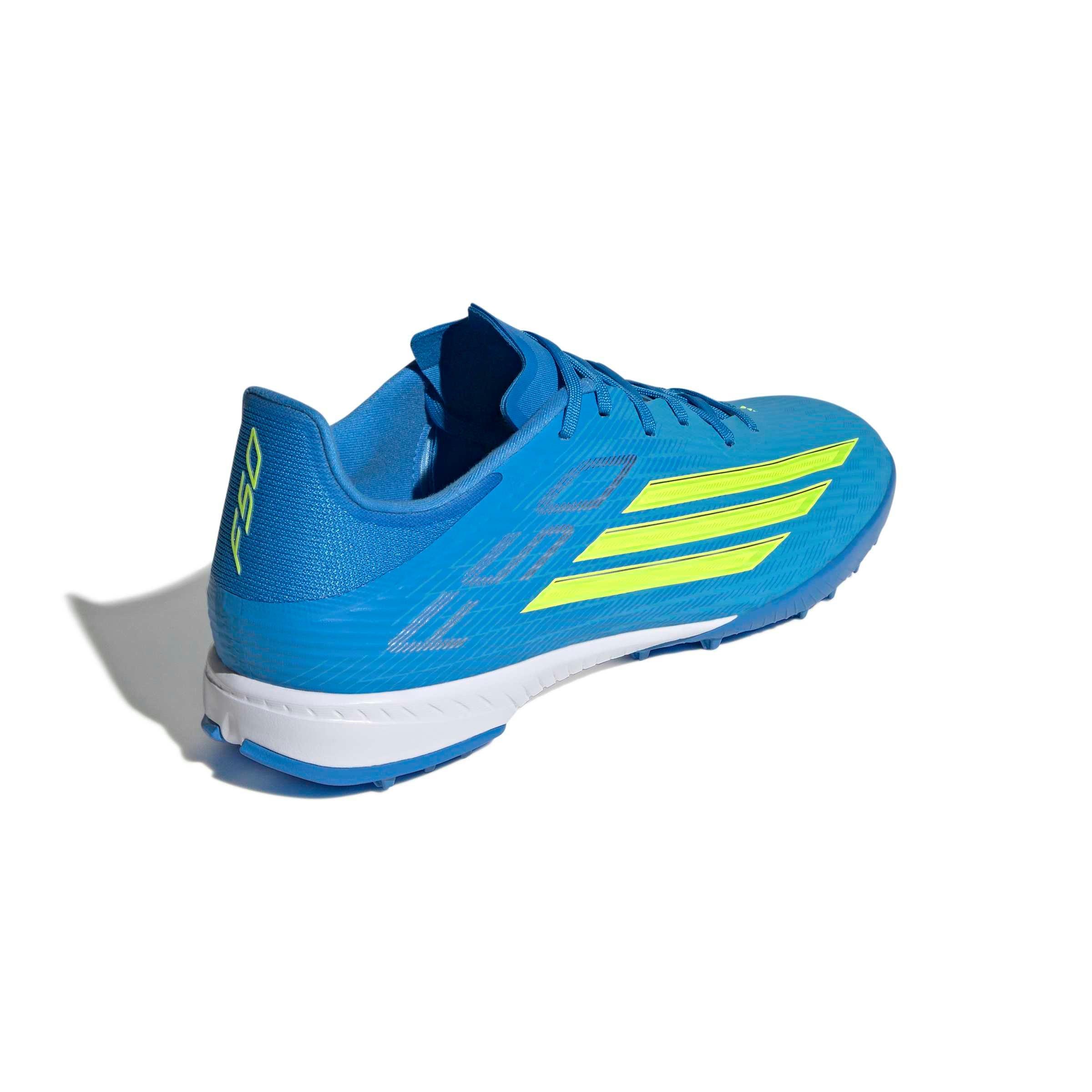 adidas F50 League Turf "Lucid Ray Blue/Team Solar Yellow 2/Lucid Aquamarine" Men's Soccer Shoe - BLUE/YELLOW/AQUAMARINE Thumbnail View 4