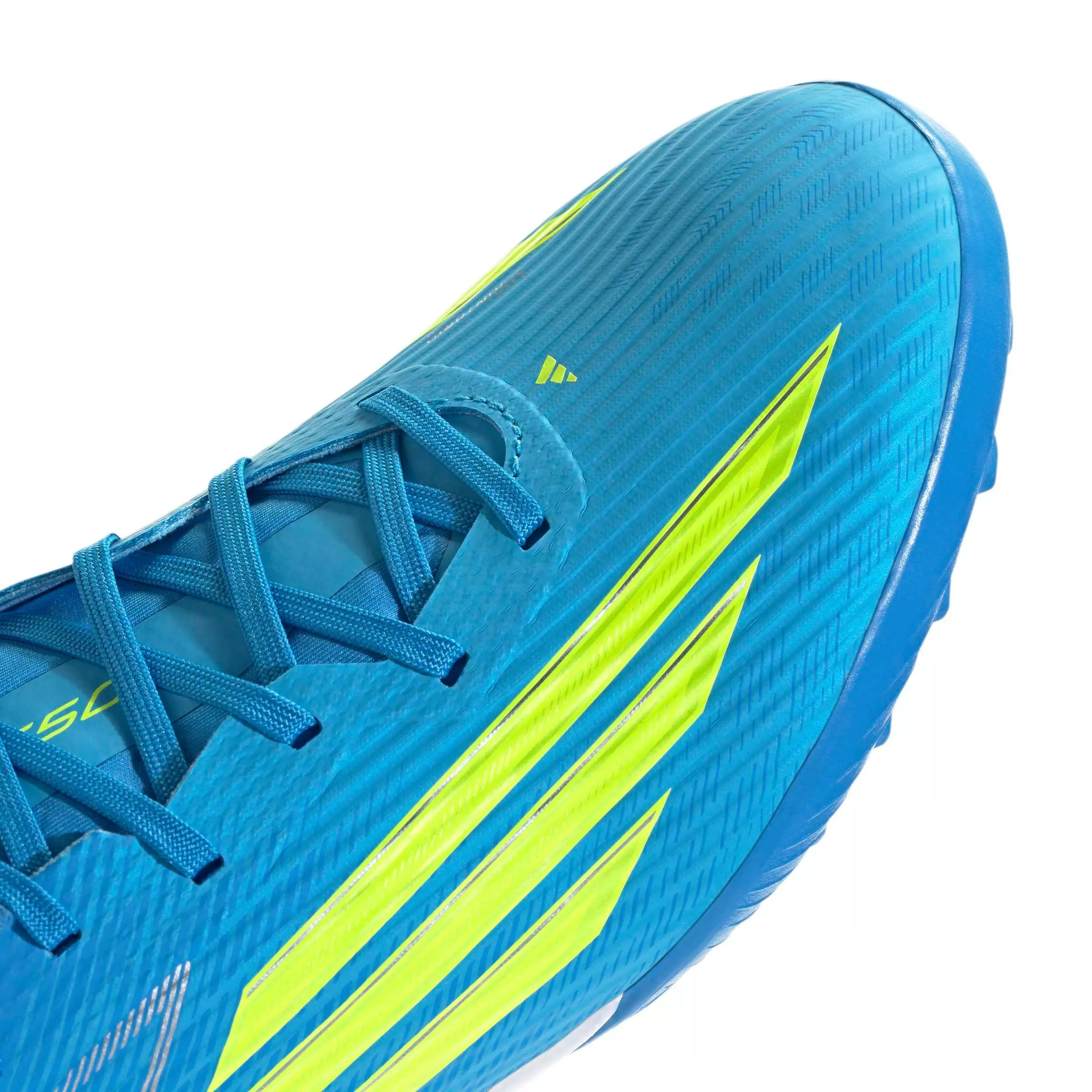 adidas F50 League Turf "Lucid Ray Blue/Team Solar Yellow 2/Lucid Aquamarine" Men's Soccer Shoe - BLUE/YELLOW/AQUAMARINE