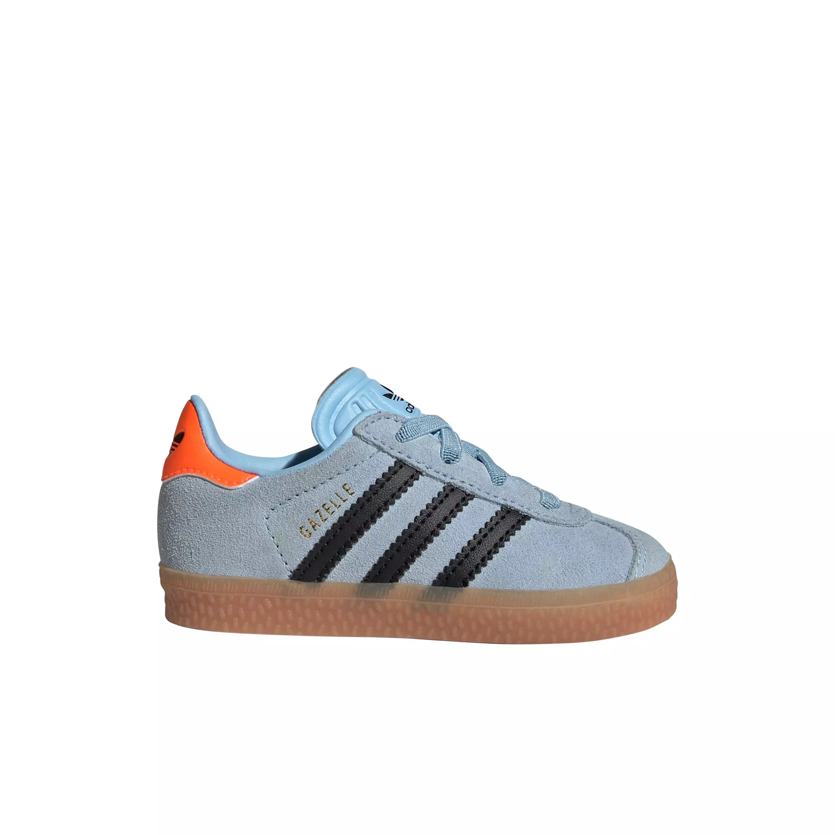 adidas Originals Gazelle Comfort Closure Elastic Laces "Clear Sky/Core Black/Solar Orange" Infant Girls' Shoe - SKY/BLACK/ORANGE
