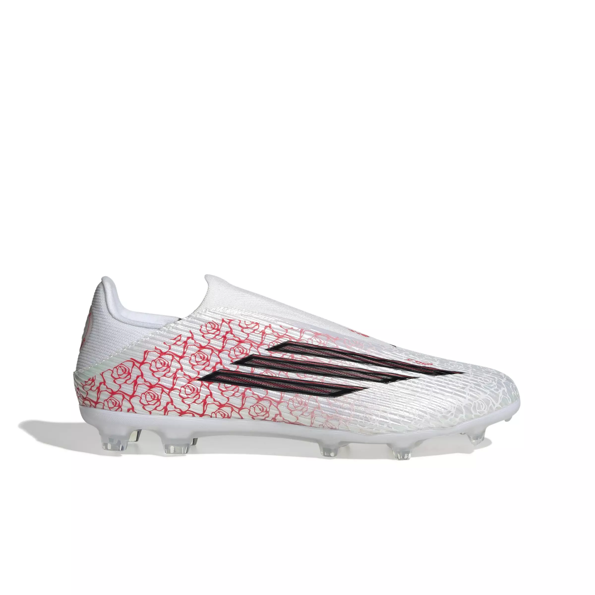 adidas F50 League Laceless FG "Ftwr White/Core Black/Lucid Red" Men's Soccer Cleat - WHITE/BLACK/RED