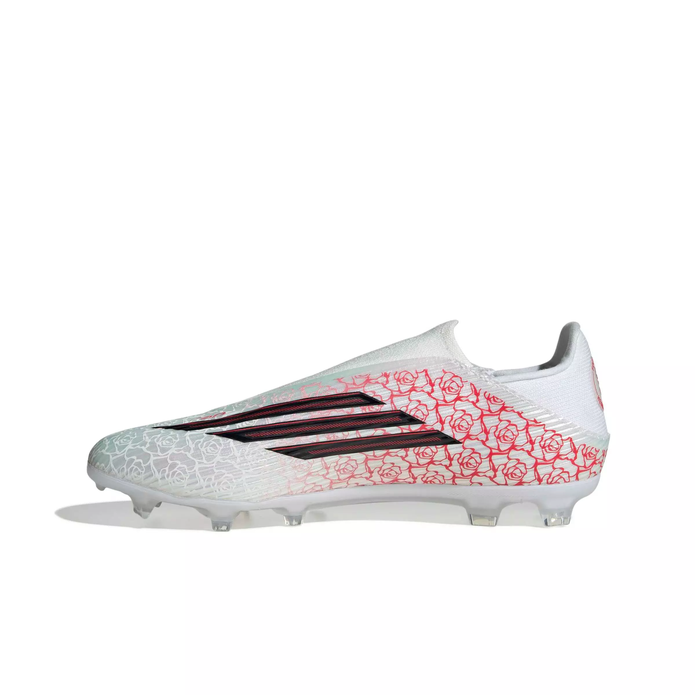 adidas F50 League Laceless FG "Ftwr White/Core Black/Lucid Red" Men's Soccer Cleat - WHITE/BLACK/RED