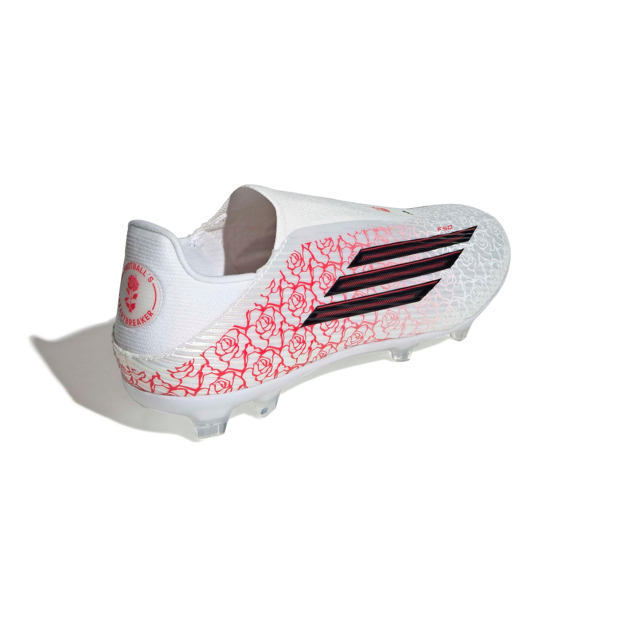 adidas F50 League Laceless FG "Ftwr White/Core Black/Lucid Red" Men's Soccer Cleat - WHITE/BLACK/RED Thumbnail View 4