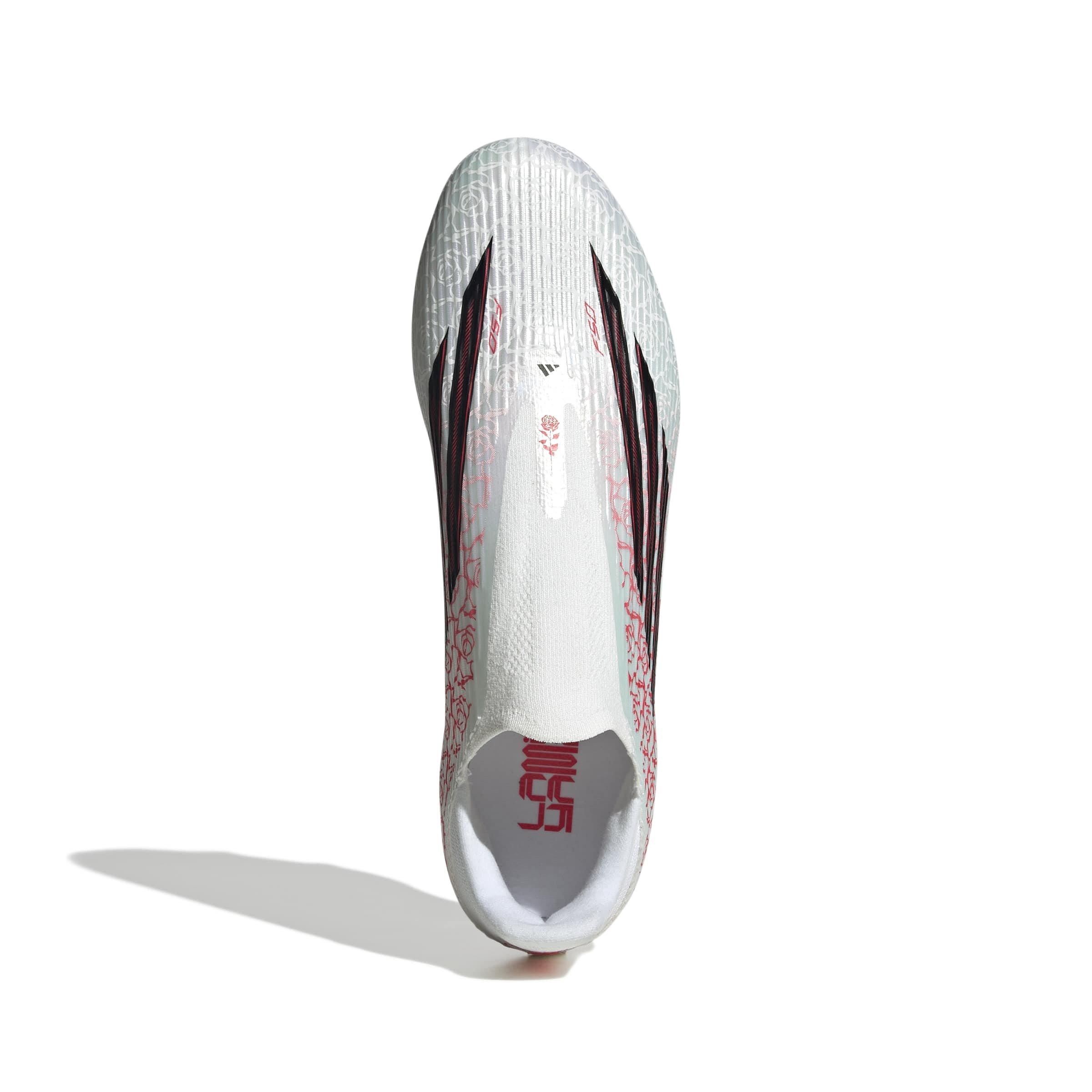 adidas F50 League Laceless FG "Ftwr White/Core Black/Lucid Red" Men's Soccer Cleat - WHITE/BLACK/RED Thumbnail View 5