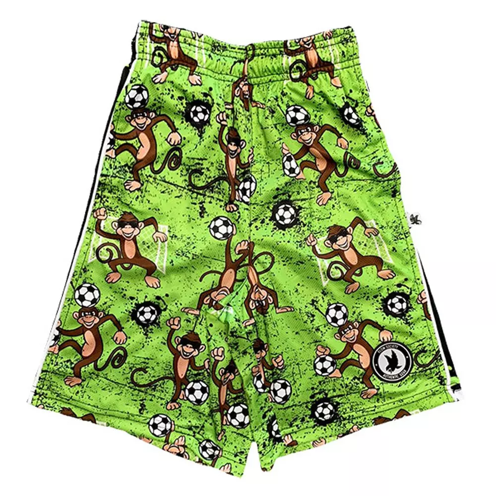 Flow Society Big Boys' Flow Soccer League Monkeys Attack Shorts - Green - GREEN