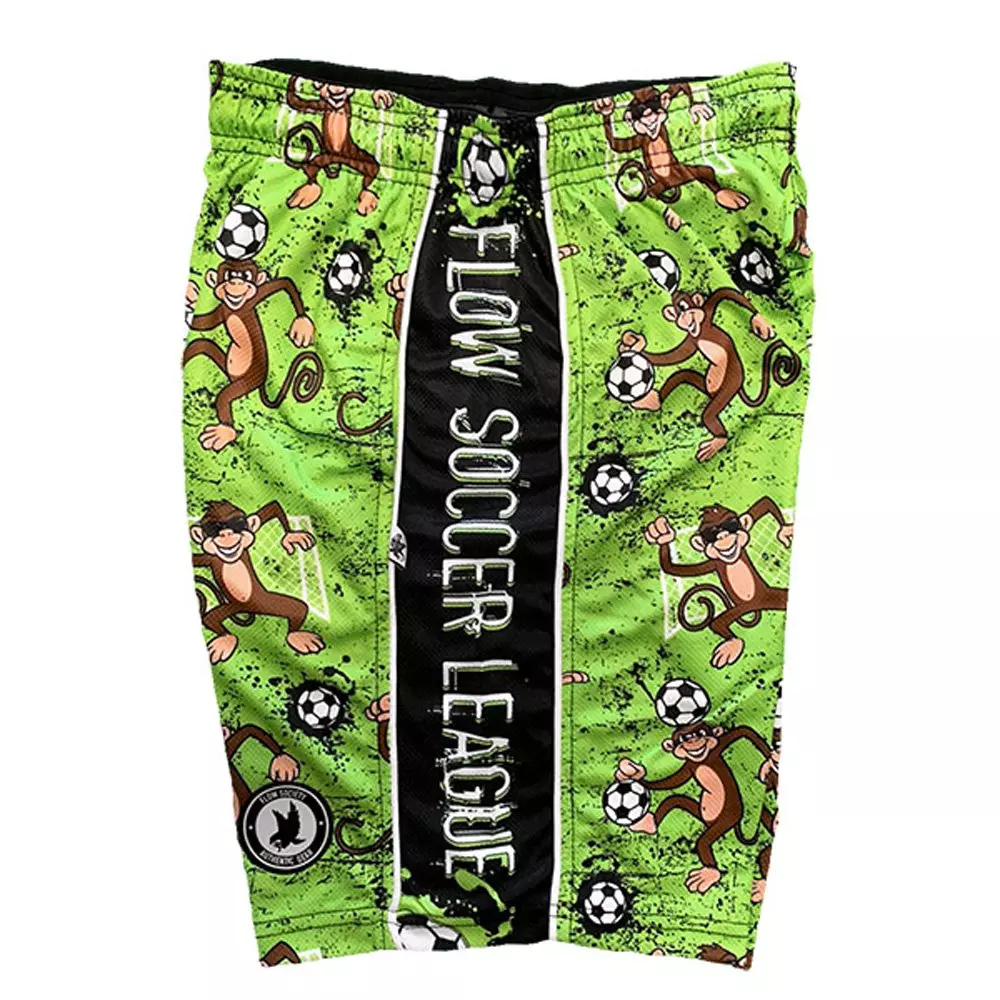 Flow Society Big Boys' Flow Soccer League Monkeys Attack Shorts -Green - GREEN