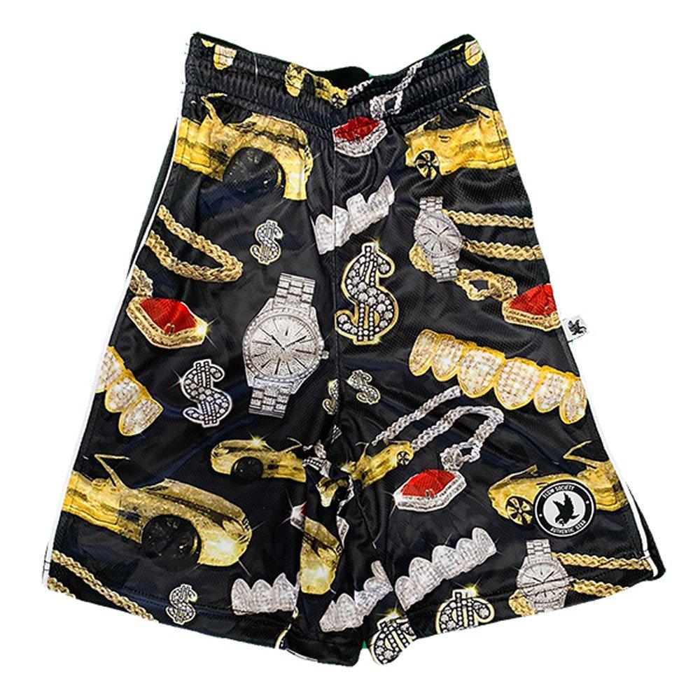 Flow Society Bling Society​ Big Boys' Black/Gold Attack Shorts