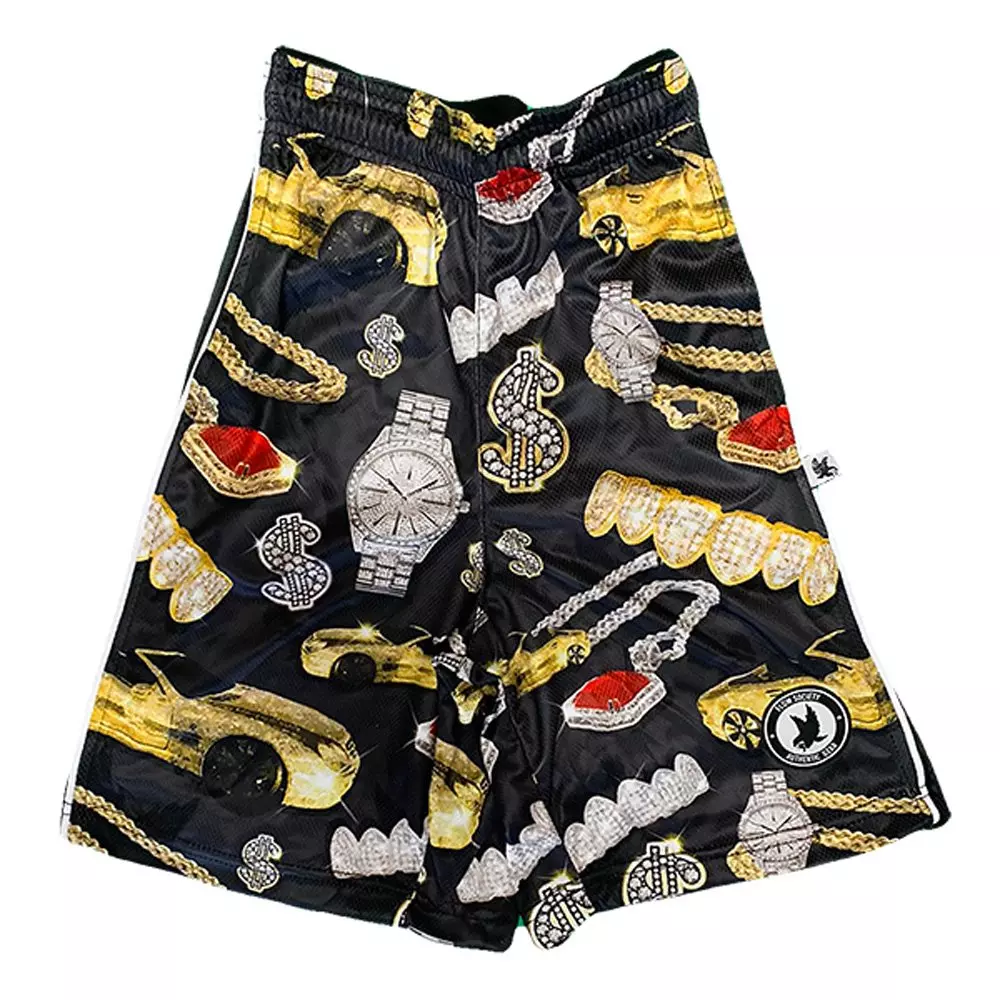 Flow Society Big Boys' Bling Society Attack Shorts - Black/Gold - BLACK/GOLD