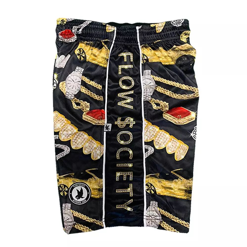Flow Society Big Boys' Bling Society Attack Shorts - Black/Gold - BLACK/GOLD