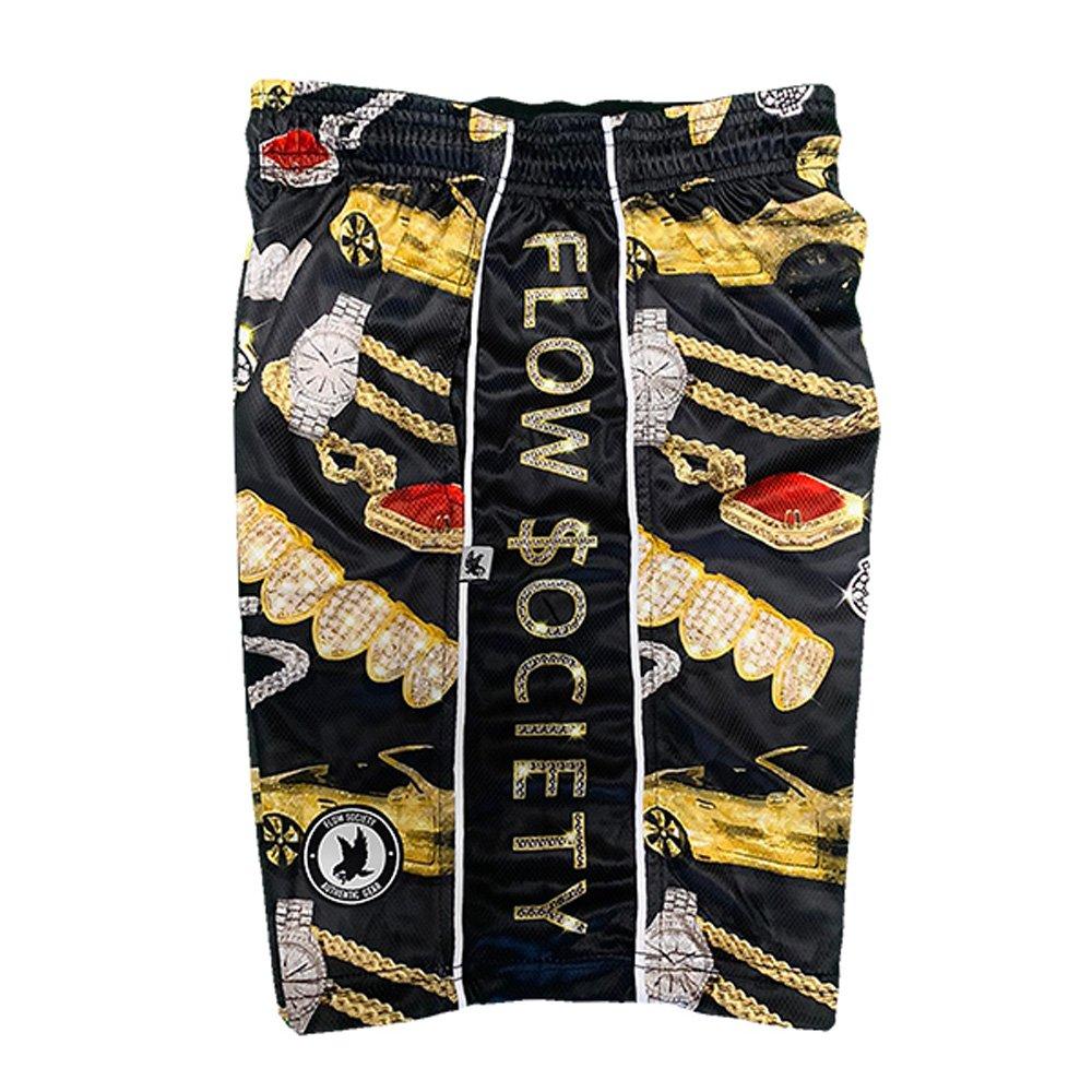 Flow Society Bling Society​ Big Boys' Black/Gold Attack Shorts