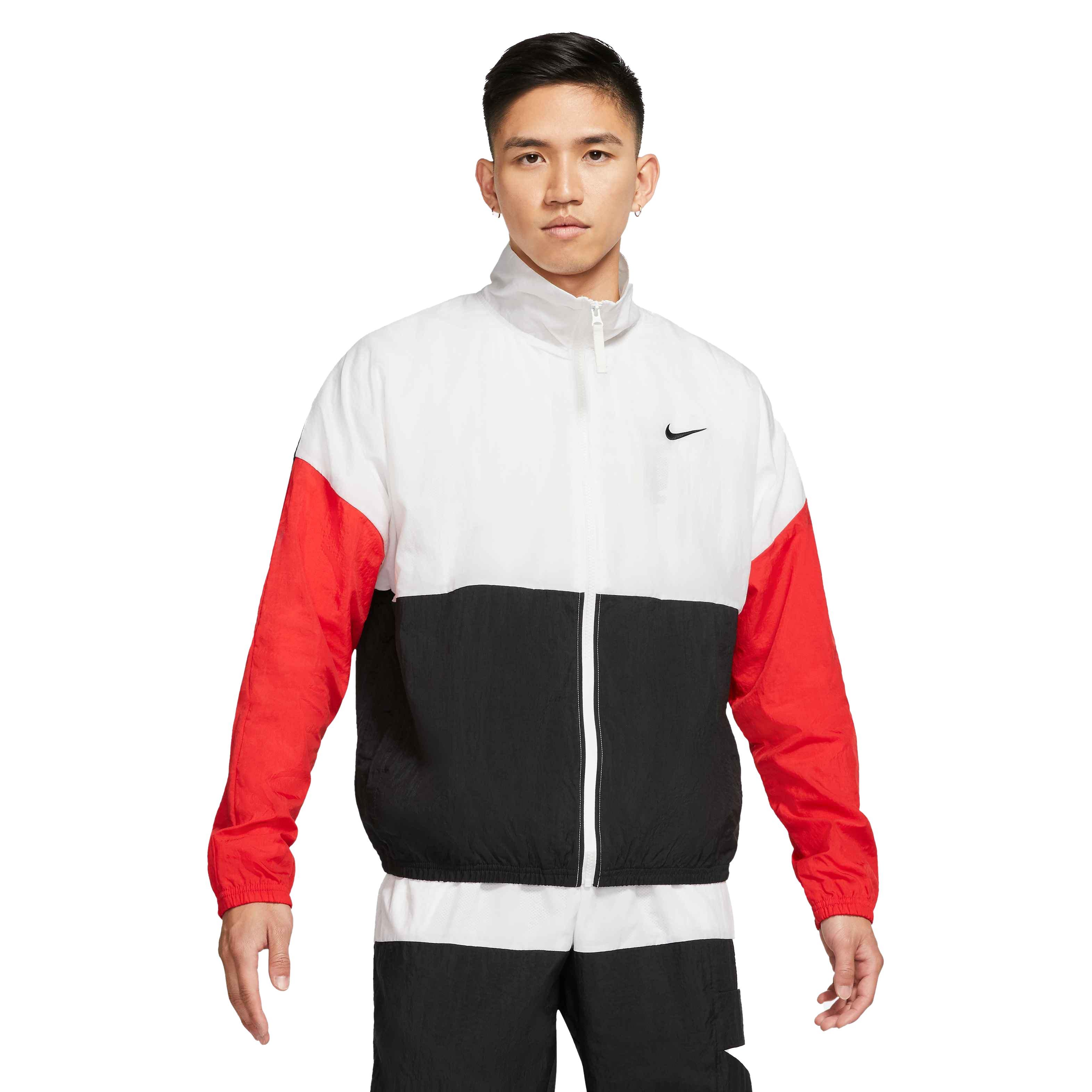 Mens Nike Starting 5 Basketball Jacket Coat Full Zip Black Red White CW7348  101