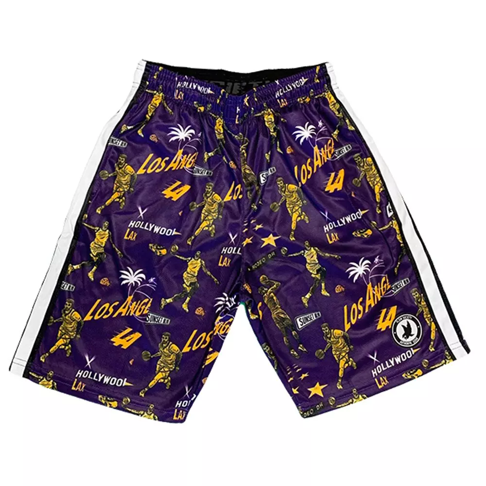 Flow Society Big Boys' LA Basketball Flow Shorts - Purple/Yellow - PURPLE/YELLOW