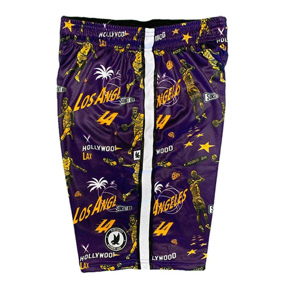Flow Society Big Boys' LA Basketball Flow Shorts - Purple/Yellow - PURPLE/YELLOW Thumbnail View 3