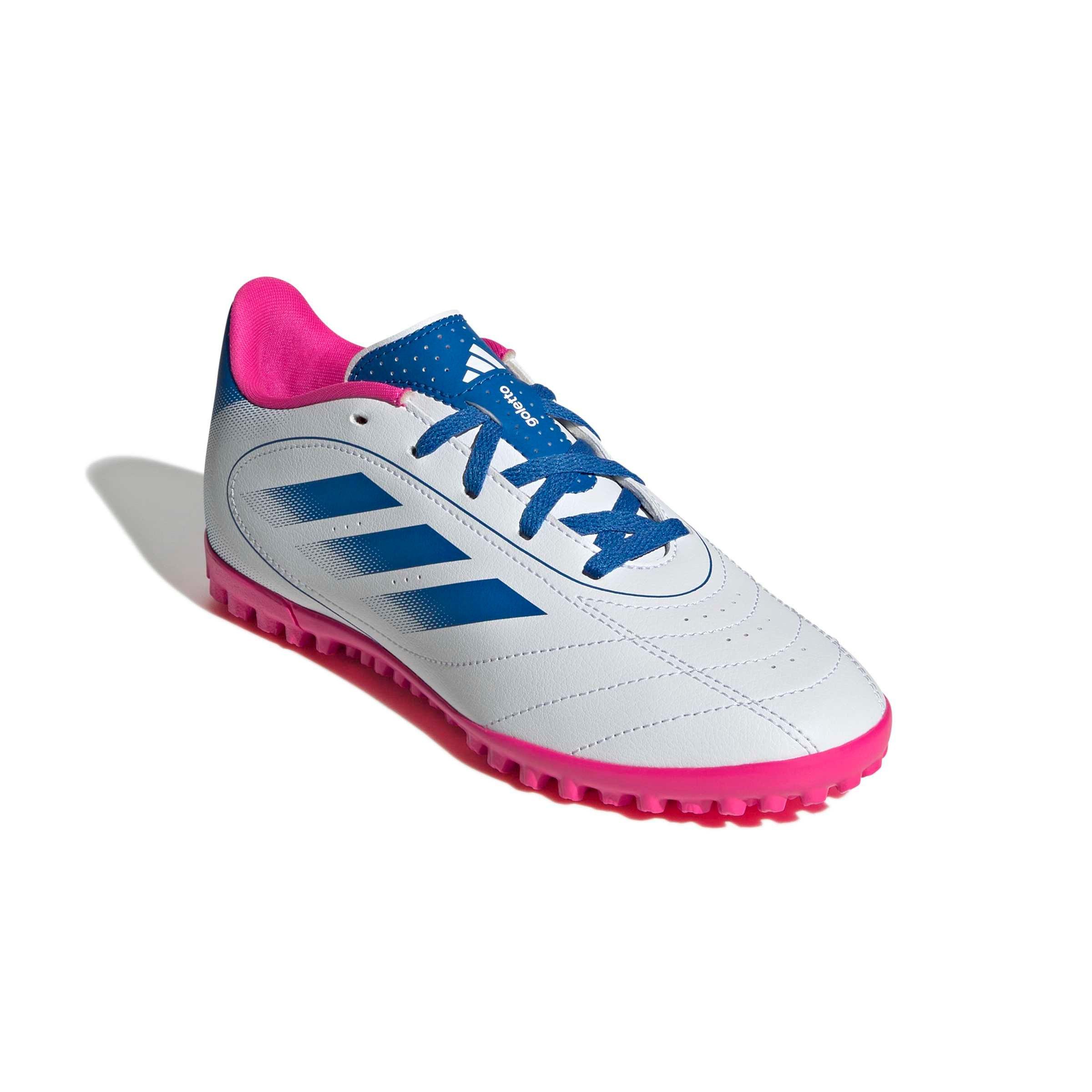 adidas Goletto IX Turf "Ftwr White/Bright Royal/Team Shock Pink 2" Grade School Kids' Soccer Shoe - WHITE/ROYAL/PINK Thumbnail View 3