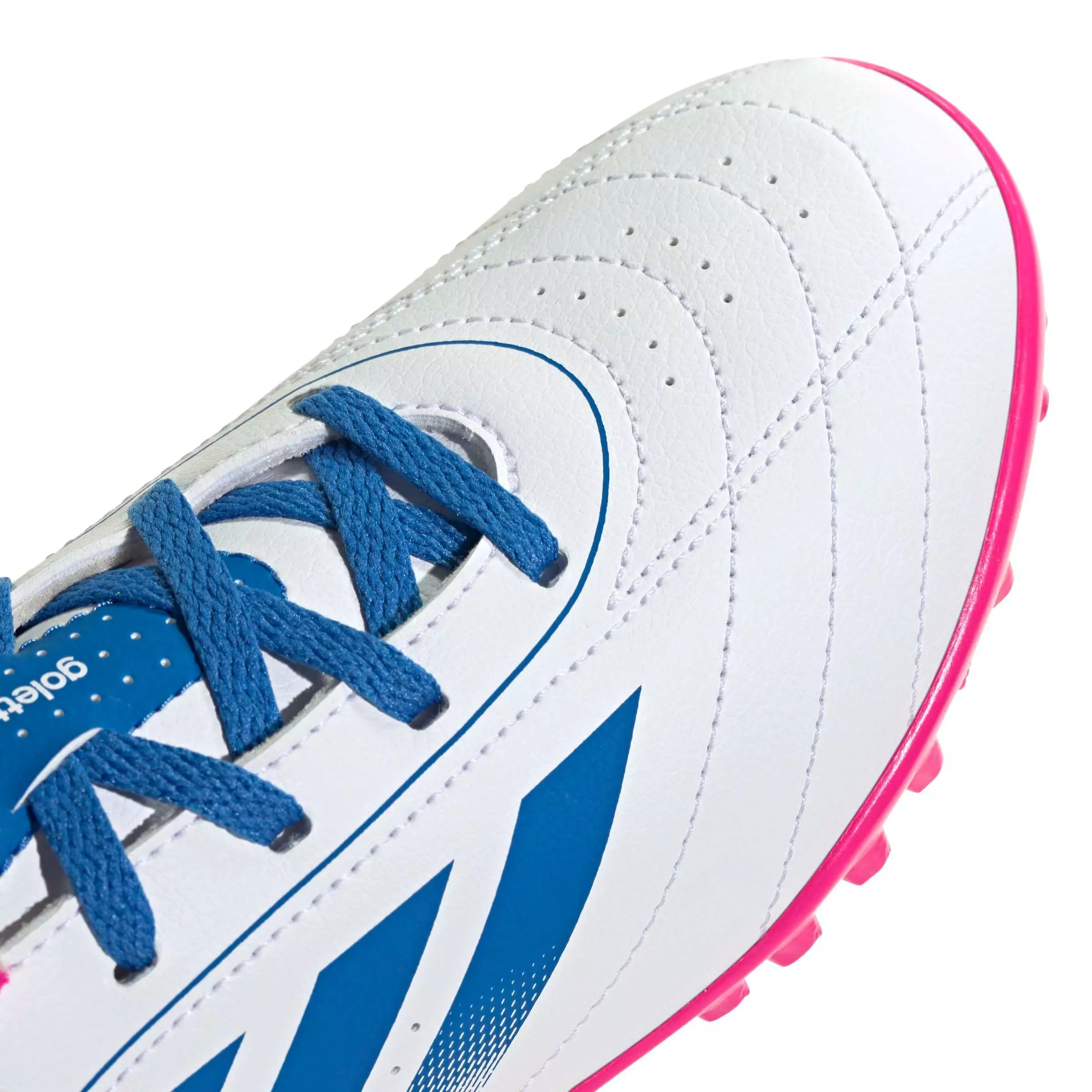 adidas Goletto IX Turf "Ftwr White/Bright Royal/Team Shock Pink 2" Grade School Kids' Soccer Shoe - WHITE/ROYAL/PINK