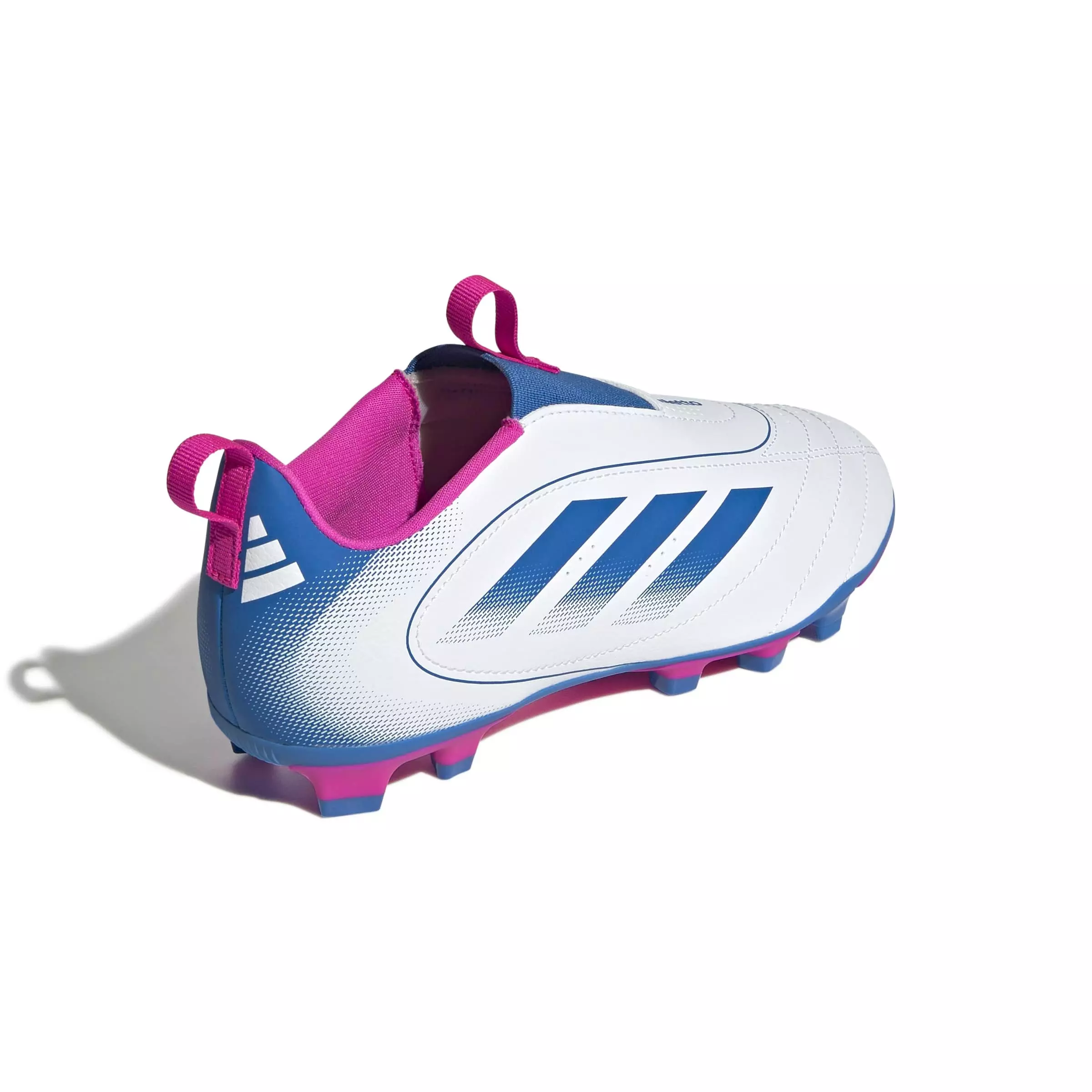 adidas Goletto IX Laceless FG "Ftwr White/Bright Royal/Shock Pink 2" Grade School Kids' Soccer Cleat - WHITE/ROYAL/PINK