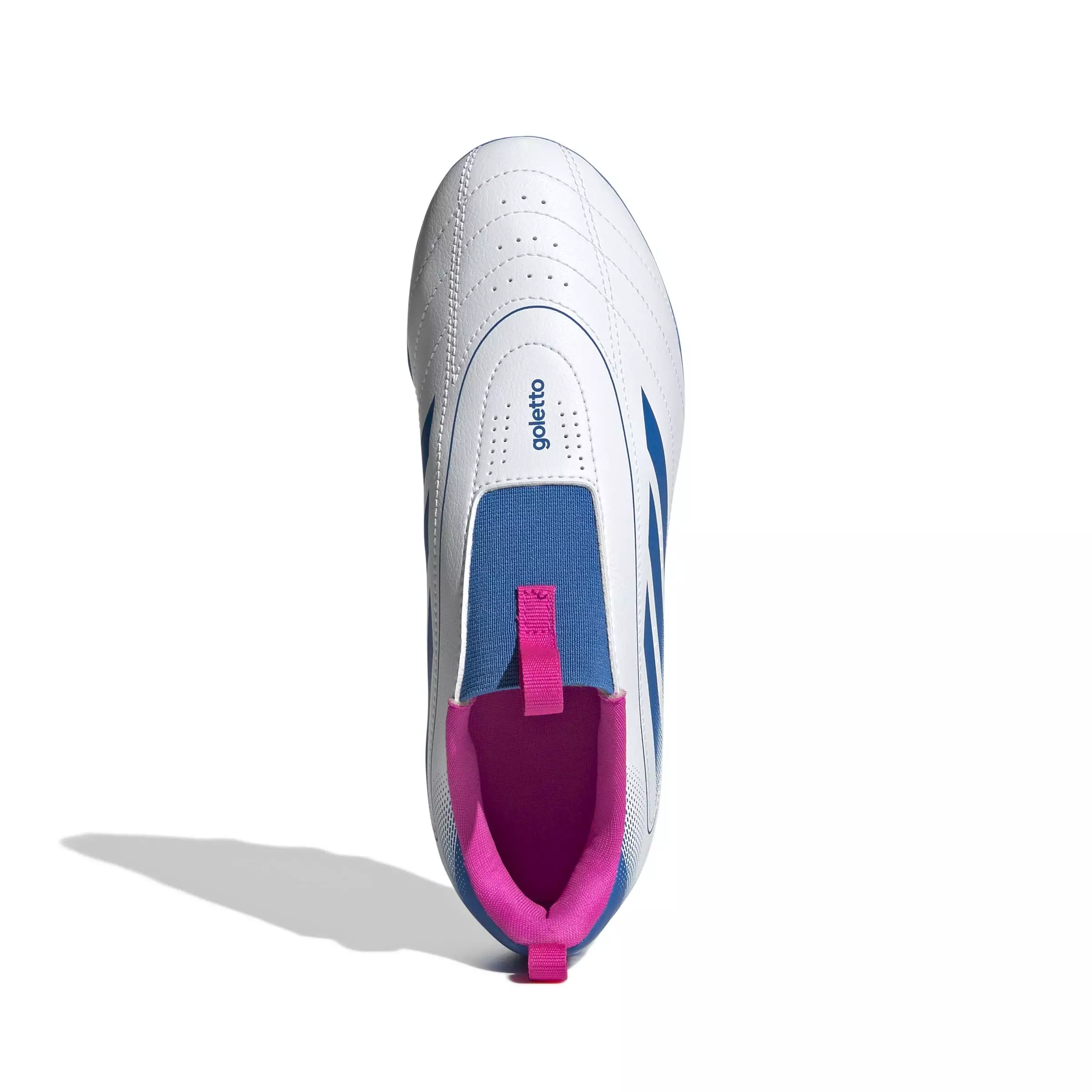 adidas Goletto IX Laceless FG "Ftwr White/Bright Royal/Shock Pink 2" Grade School Kids' Soccer Cleat - WHITE/ROYAL/PINK