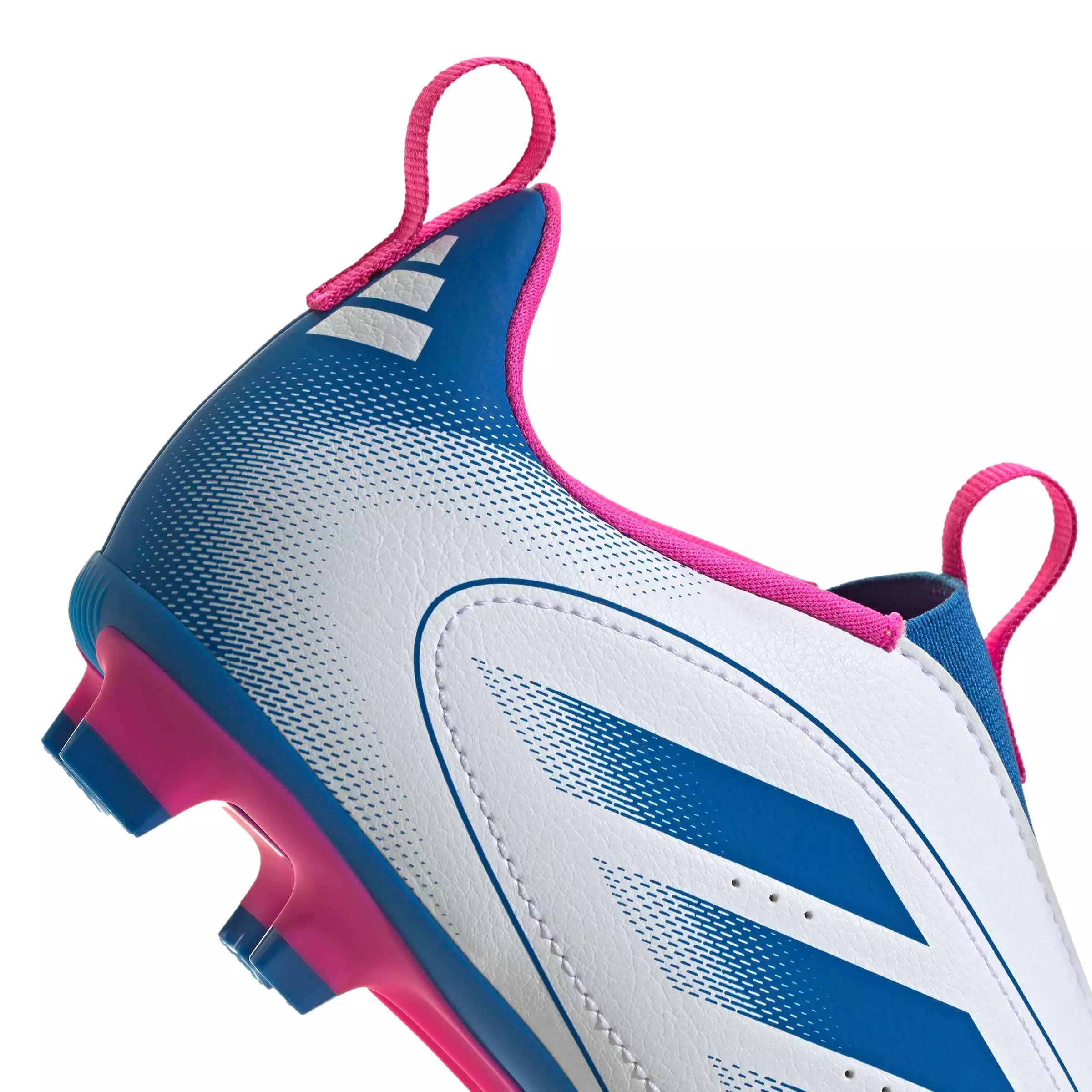 adidas Goletto IX Laceless FG "Ftwr White/Bright Royal/Shock Pink 2" Grade School Kids' Soccer Cleat - WHITE/ROYAL/PINK