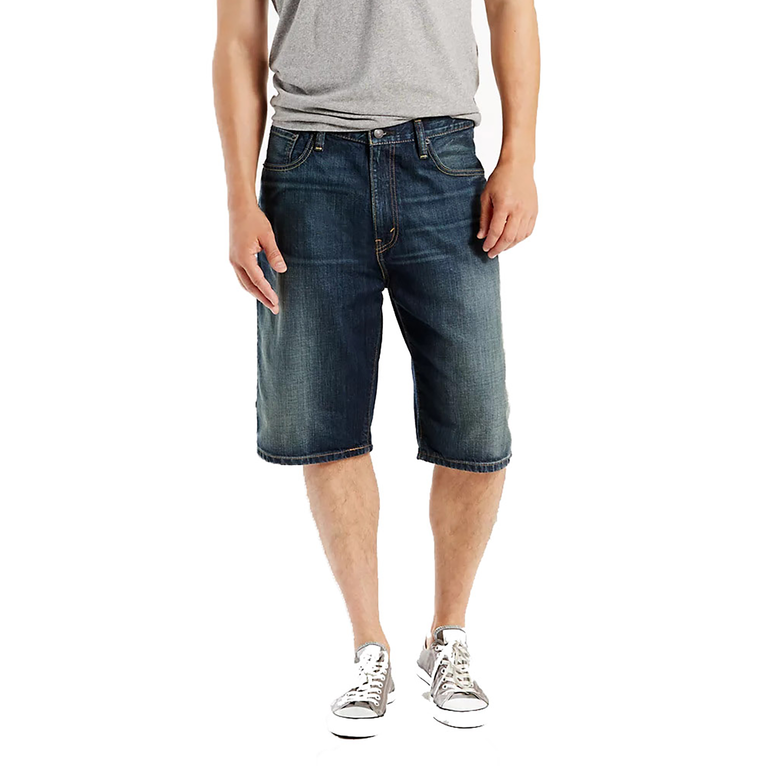 Fashion Look Featuring Nike Slide Sandals and Levi's Shorts by