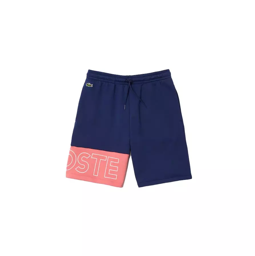 Lacoste Men's Colorblock "Blue/Pink" Fleece Shorts - NAVY