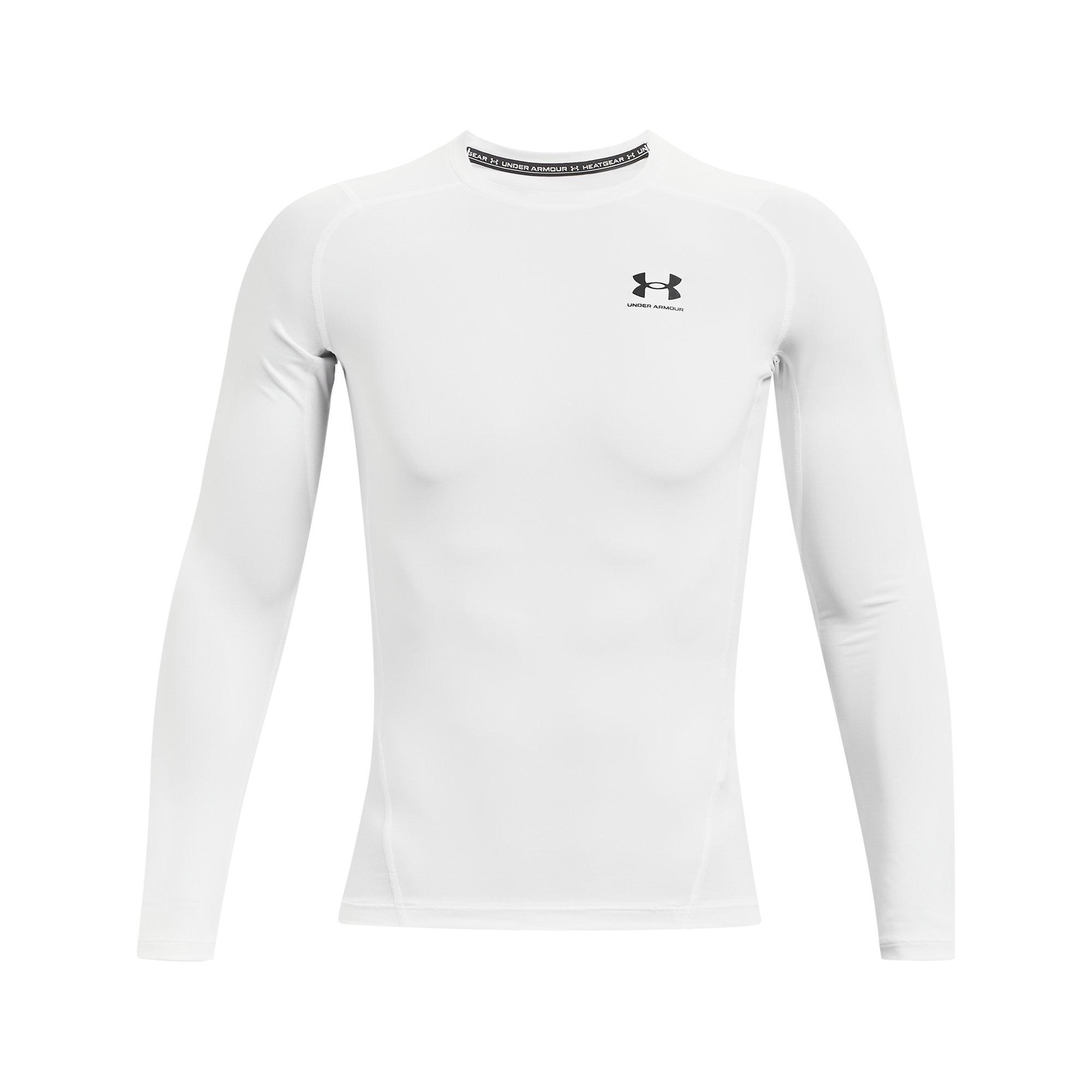 Under Armour HeatGear Mens White Long Sleeve Sports Compression Running Top 