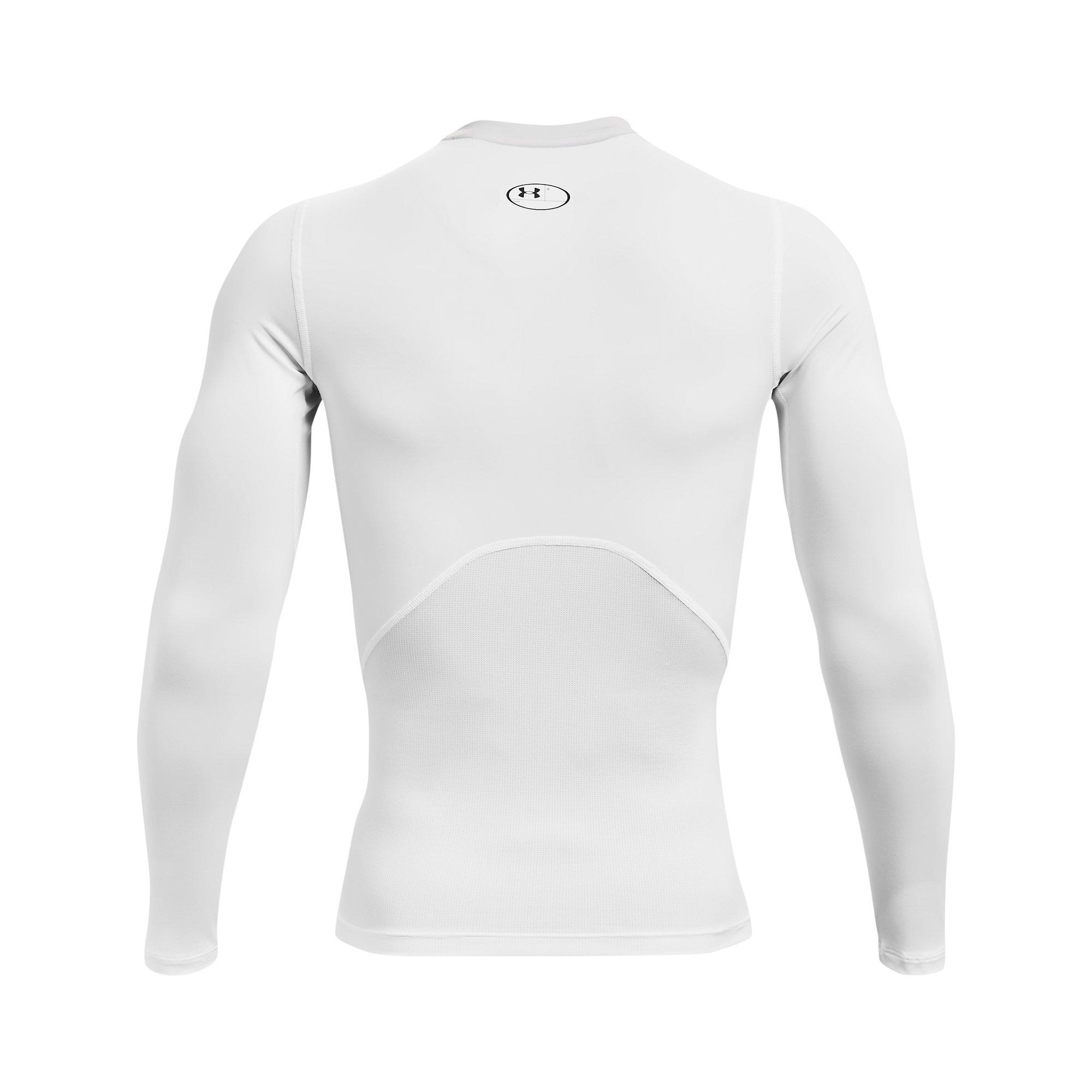 Under Armour HeatGear Compression Mens LS Shirt (White-Graphite