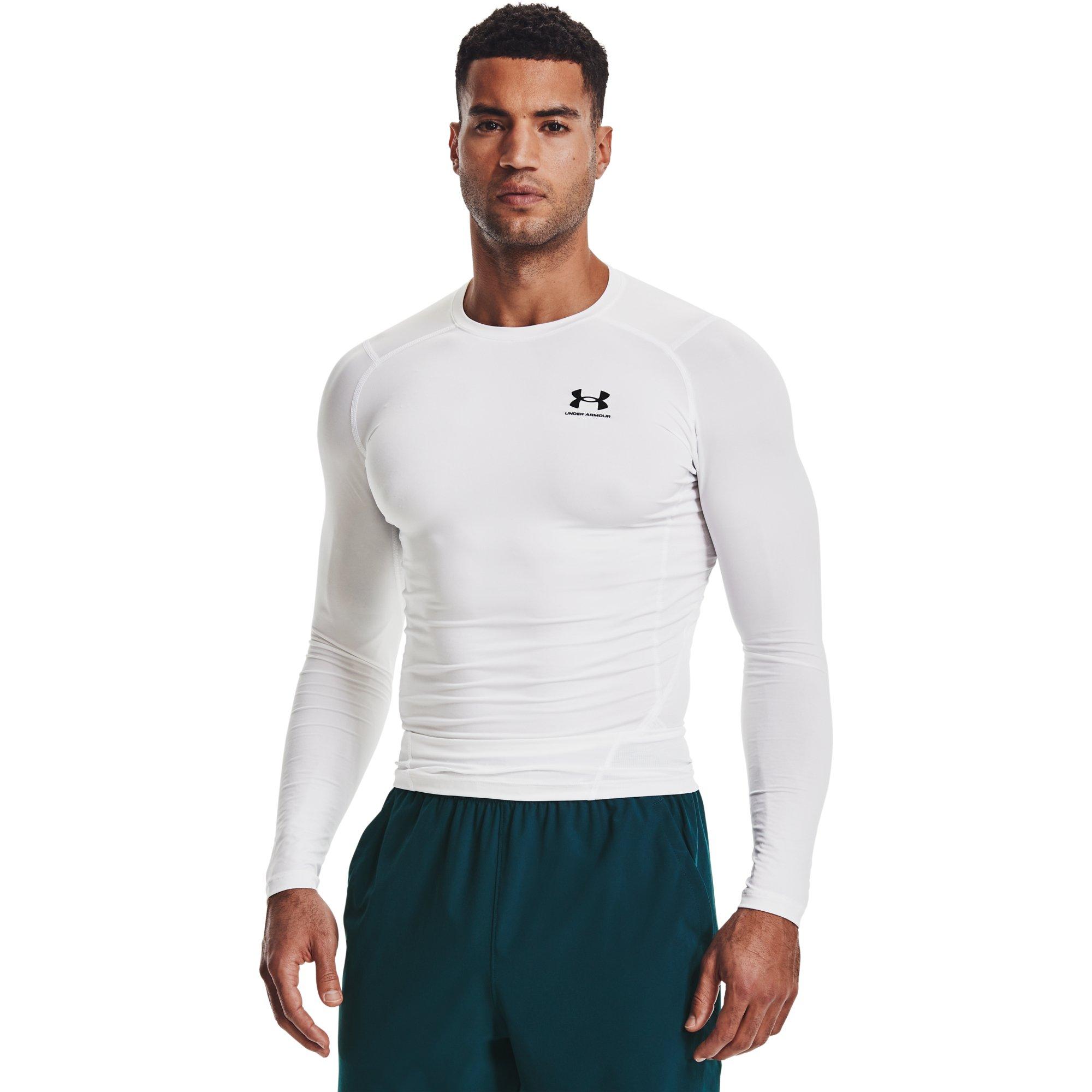 Under Armour Men's "White" HeatGear Long-Sleeve Compression Shirt - WHITE Thumbnail View 1