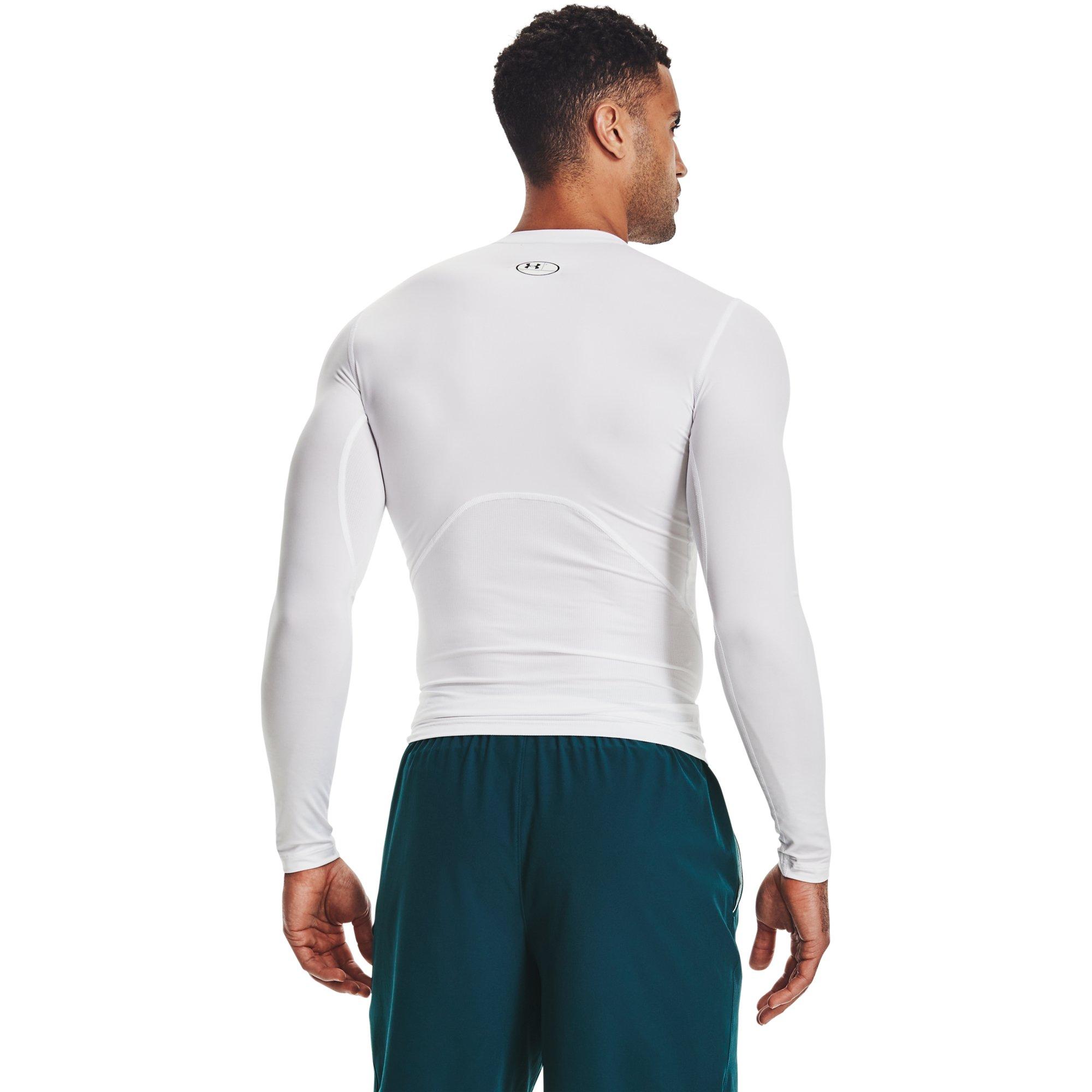 Under Armour Men's "White" HeatGear Long-Sleeve Compression Shirt - WHITE Thumbnail View 2