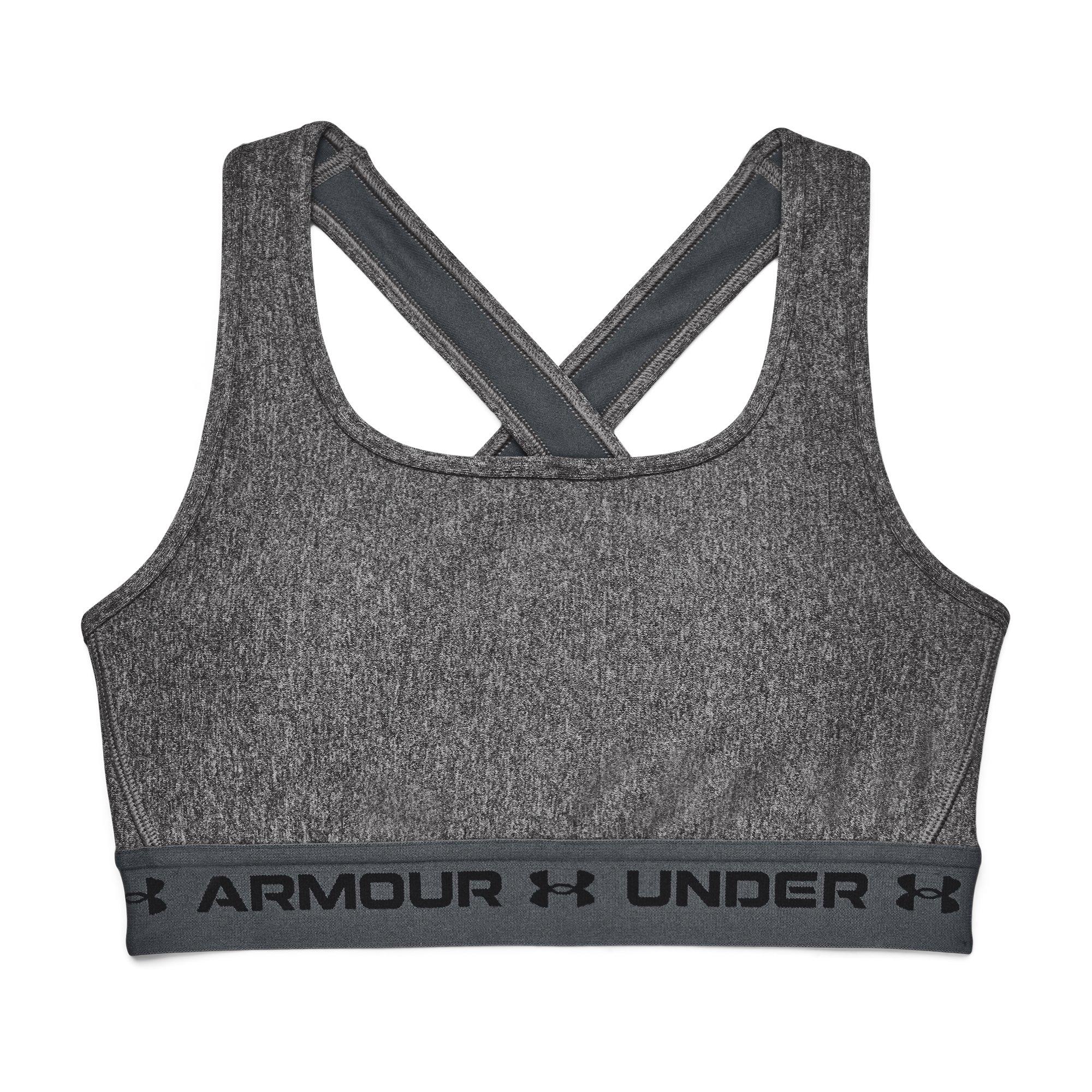 Under Armour Women's Mid Crossback Heather Sports Bra - GREY Thumbnail View 3