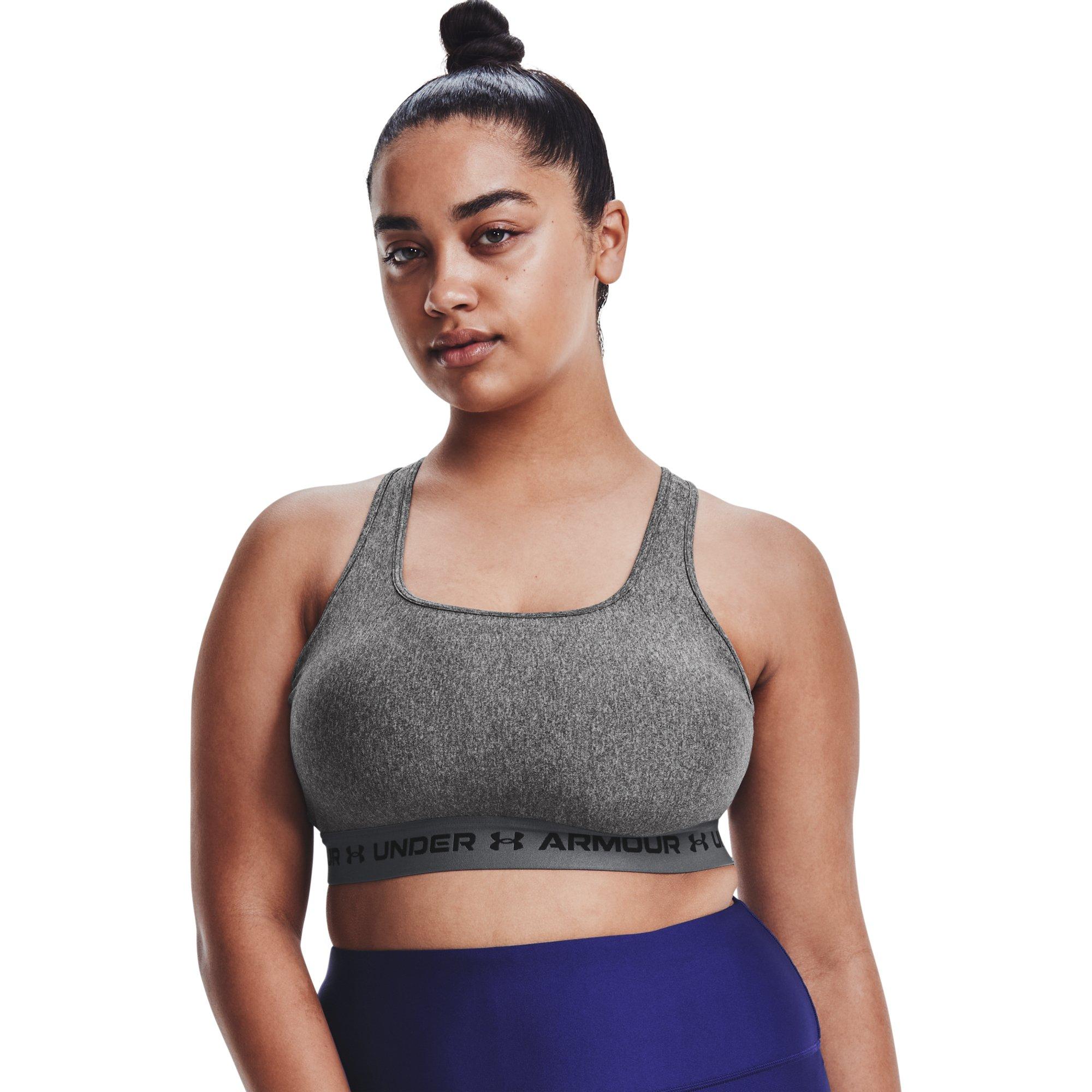 Under Armour Women's Mid Crossback Heather Sports Bra - GREY Thumbnail View 2