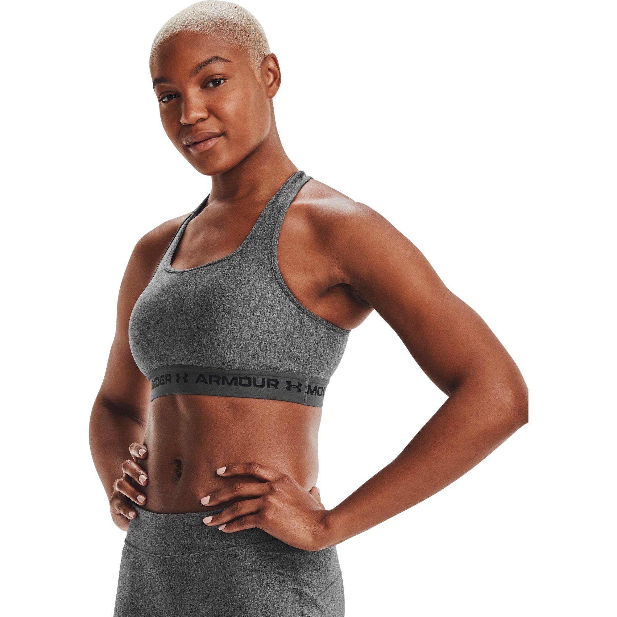 Under Armour Women's Mid Crossback Heather Sports Bra - GREY Thumbnail View 1