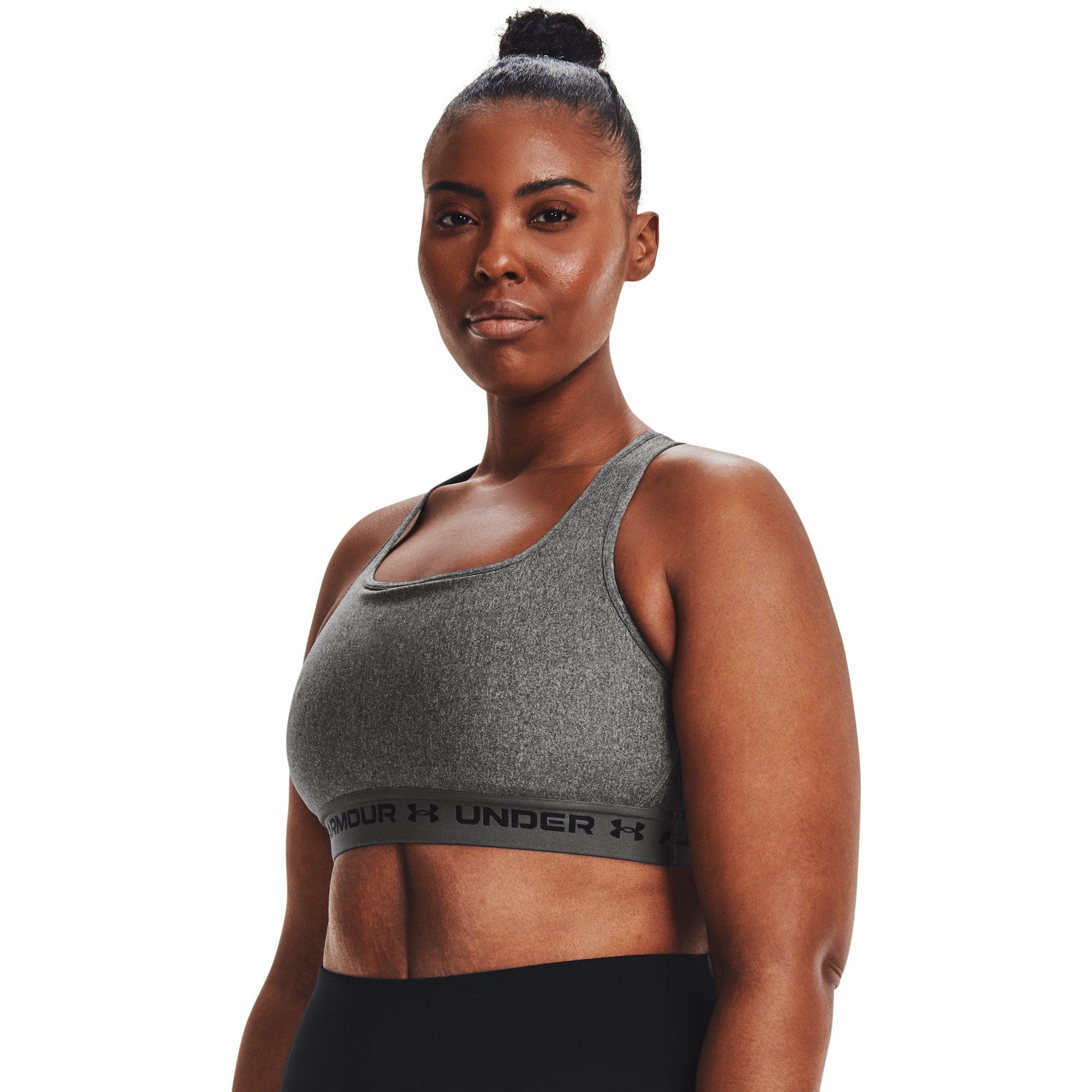 Under Armour Women's Mid Crossback Heather Sports Bra - GREY Thumbnail View 5