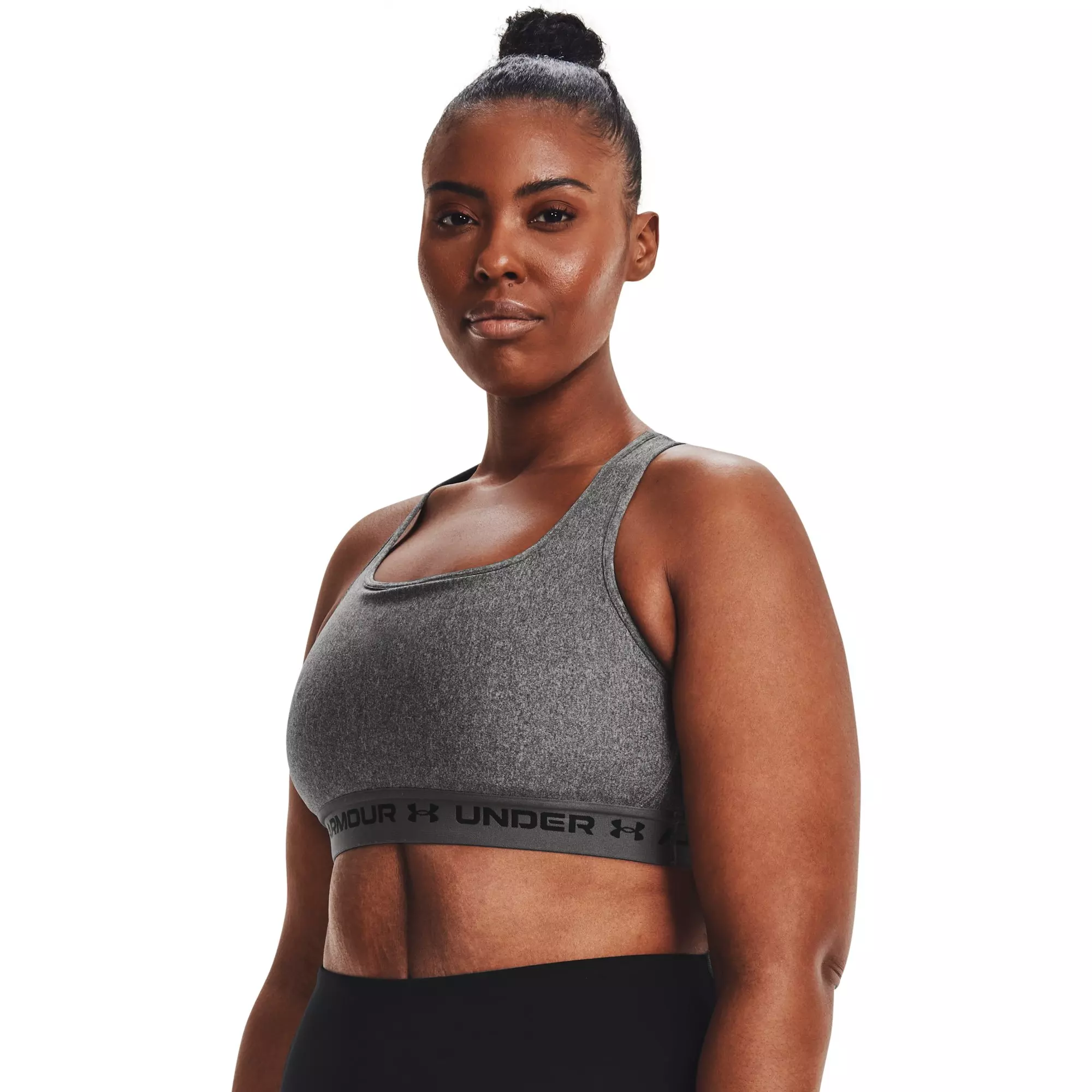 Under Armour Women's Mid Crossback Heather Sports Bra - GREY