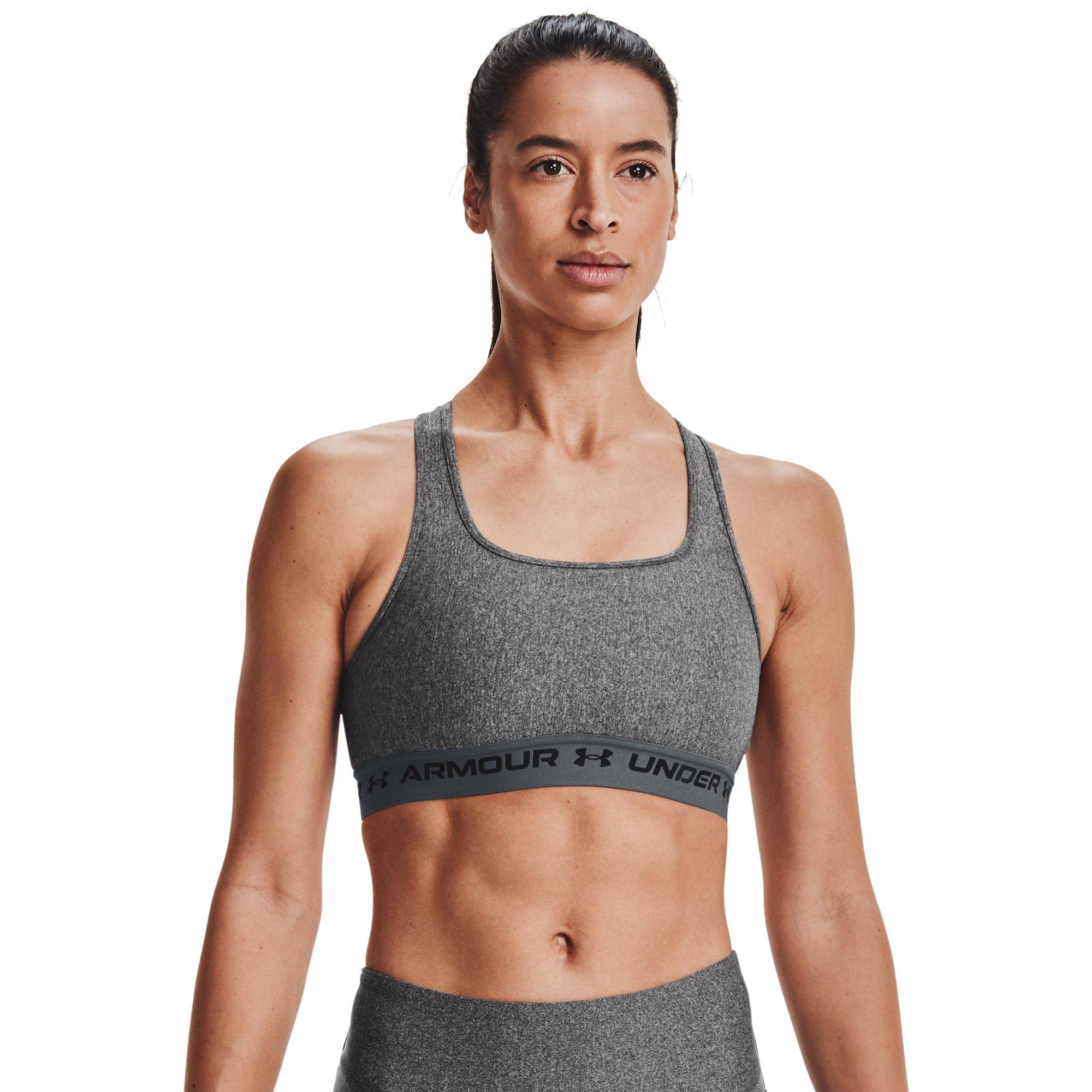 Under Armour Women's Mid Crossback Heather Sports Bra - GREY Thumbnail View 4