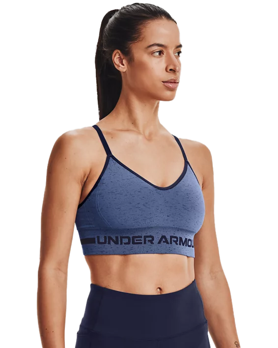 Under Armour Women's Seamless Low Long Heather Sports Bra - Blue - Hibbett