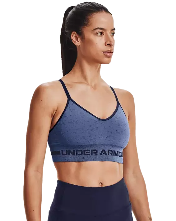 Under Armour Women's Seamless Low Long Heather Sports Bra - Blue