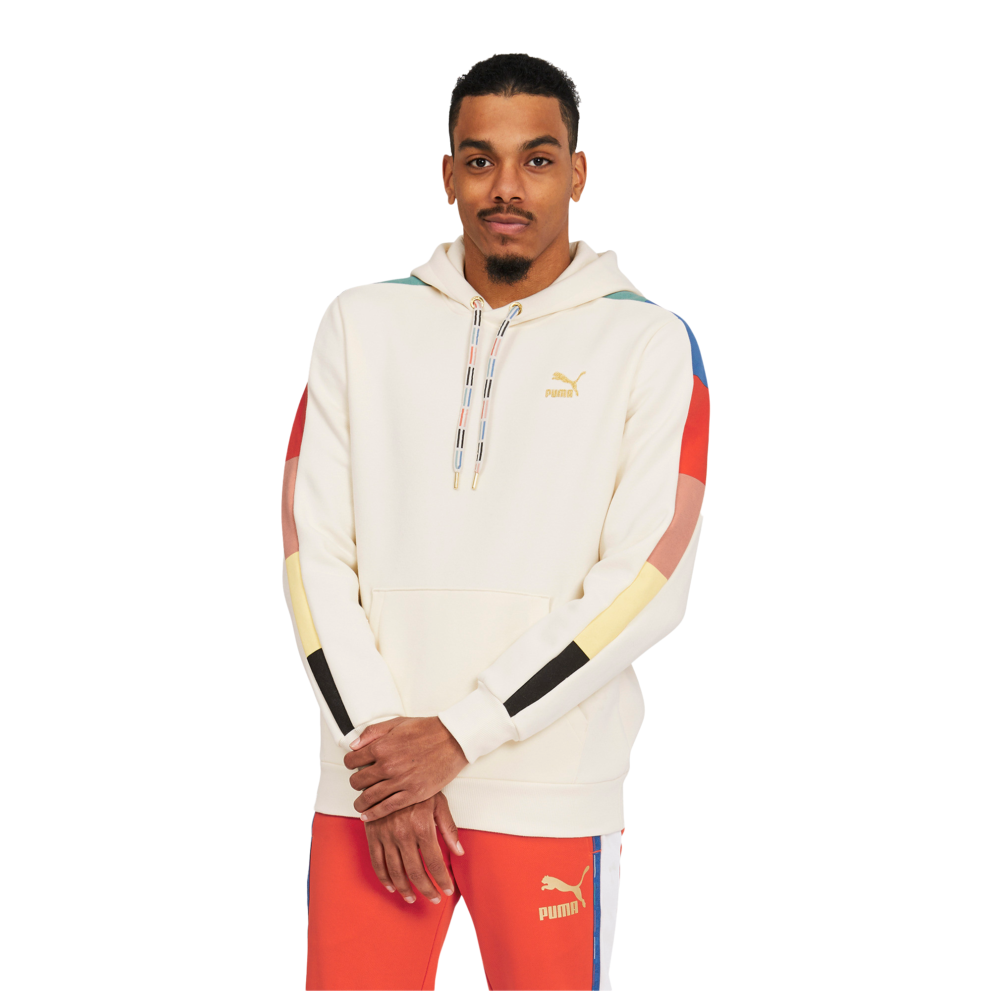 PUMA Herren Tops Classics 70s Printed Fleece-Hoodie für Herren S Light Sand  AOP Beige : : Fashion