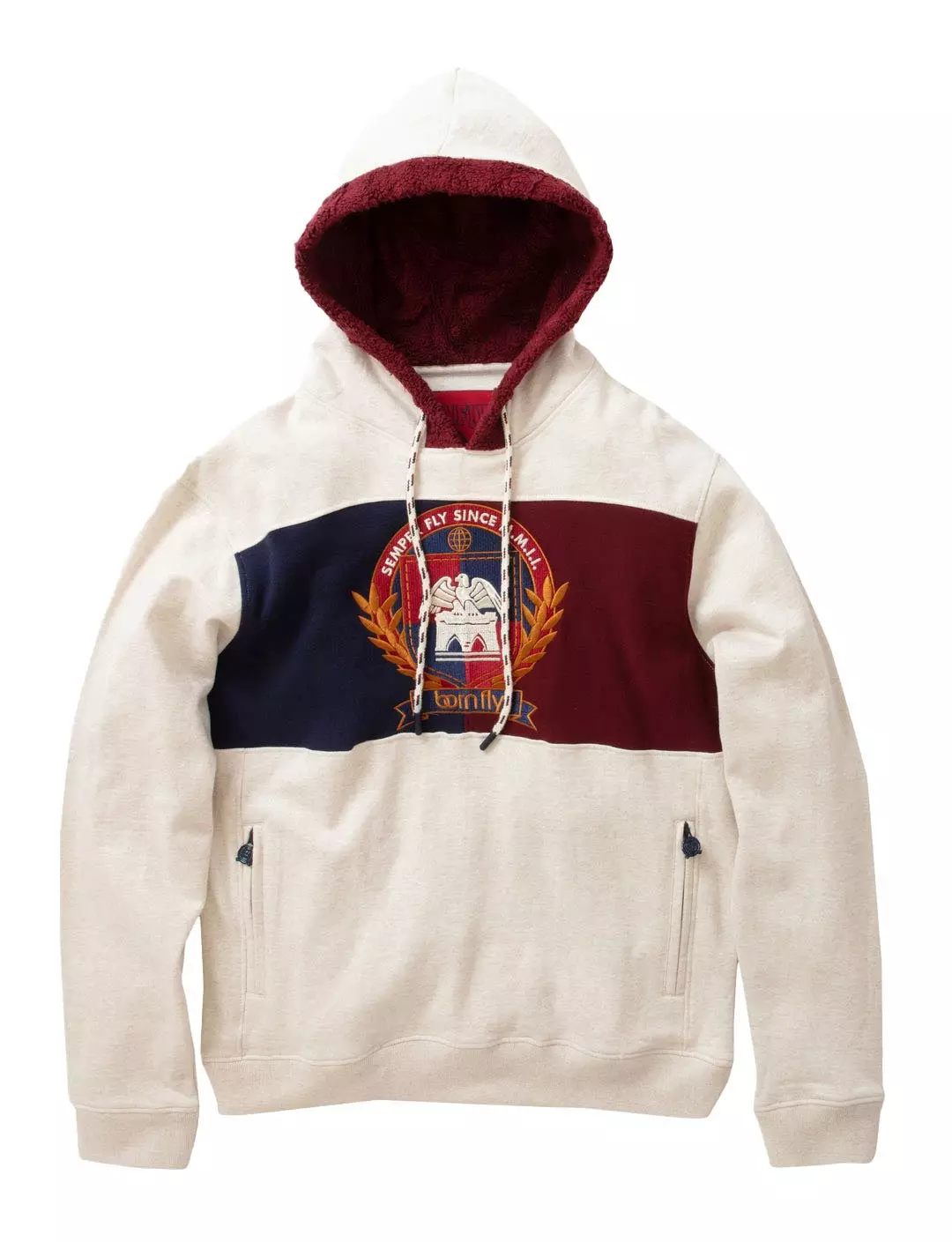 Born Fly Men's Flyer Learning Big & Tall Hoodie-Beige - BEIGE