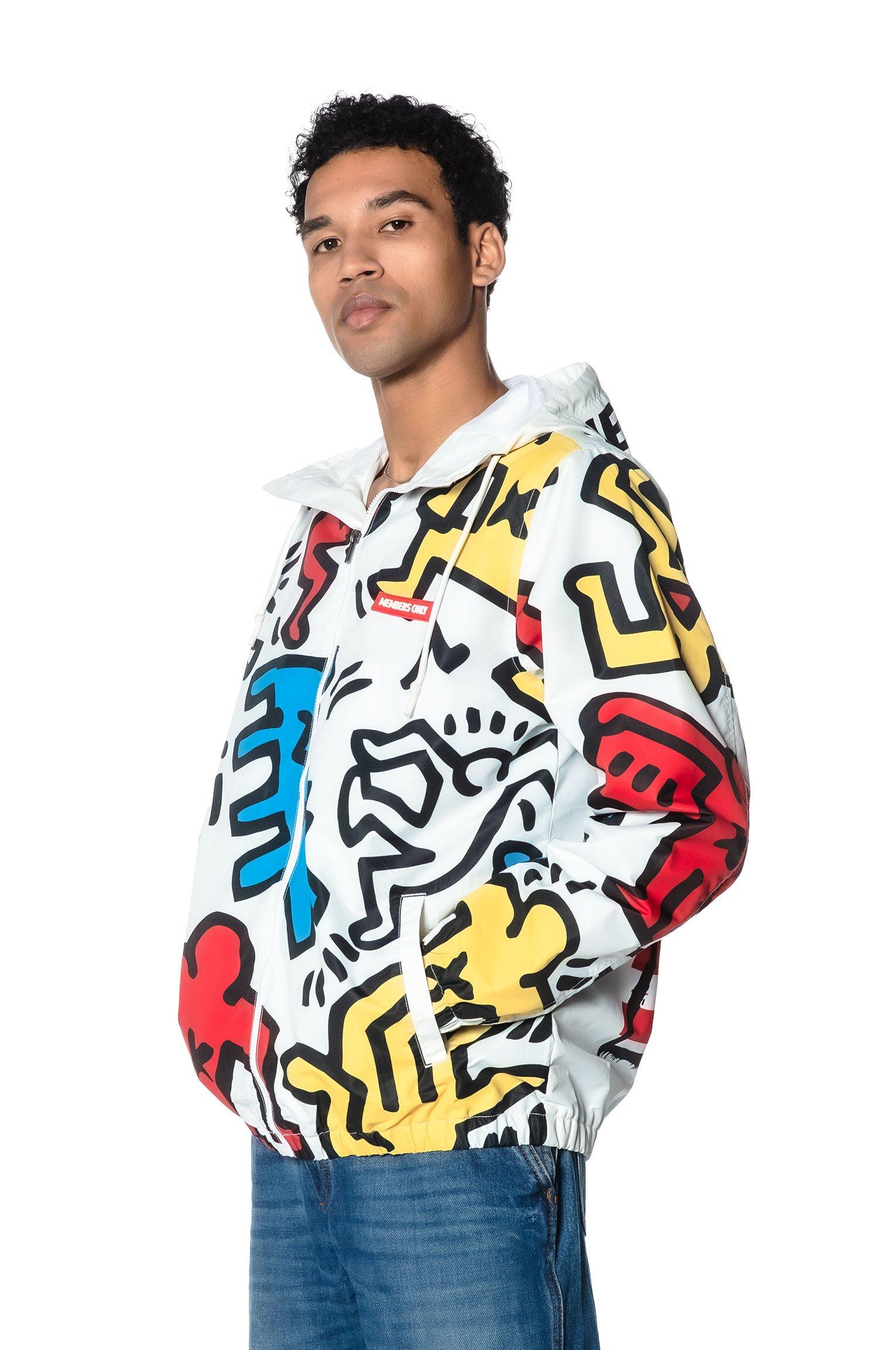 Members Only Men's Haring Windbreaker Jacket-White - Hibbett