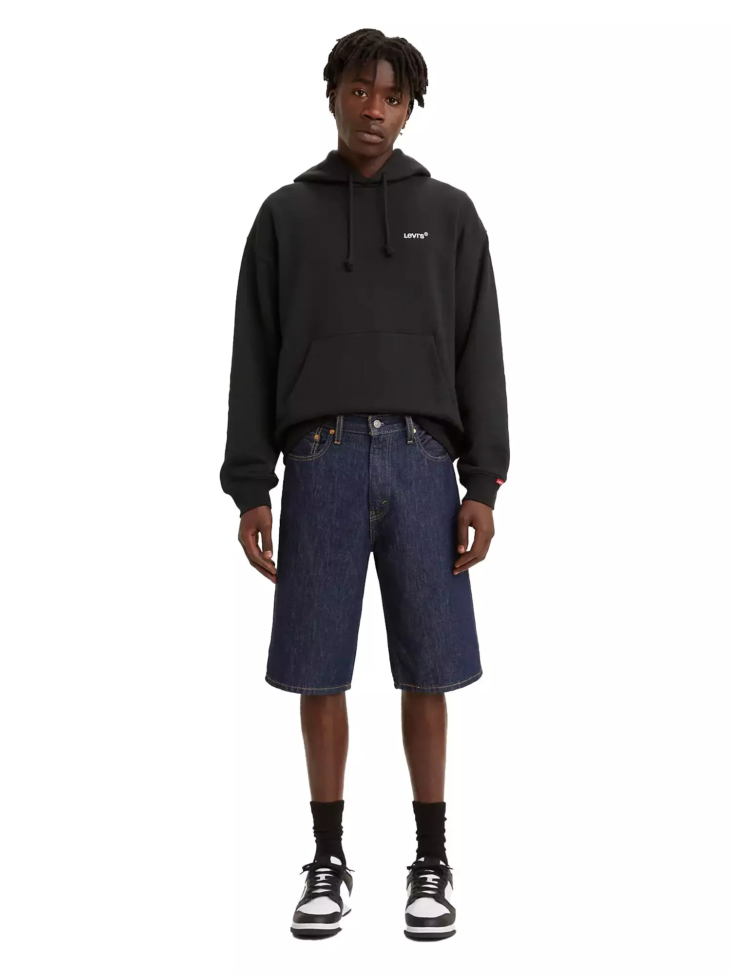 Levi's Men's 469 Loose Lazy Black Wash Shorts - BLUE