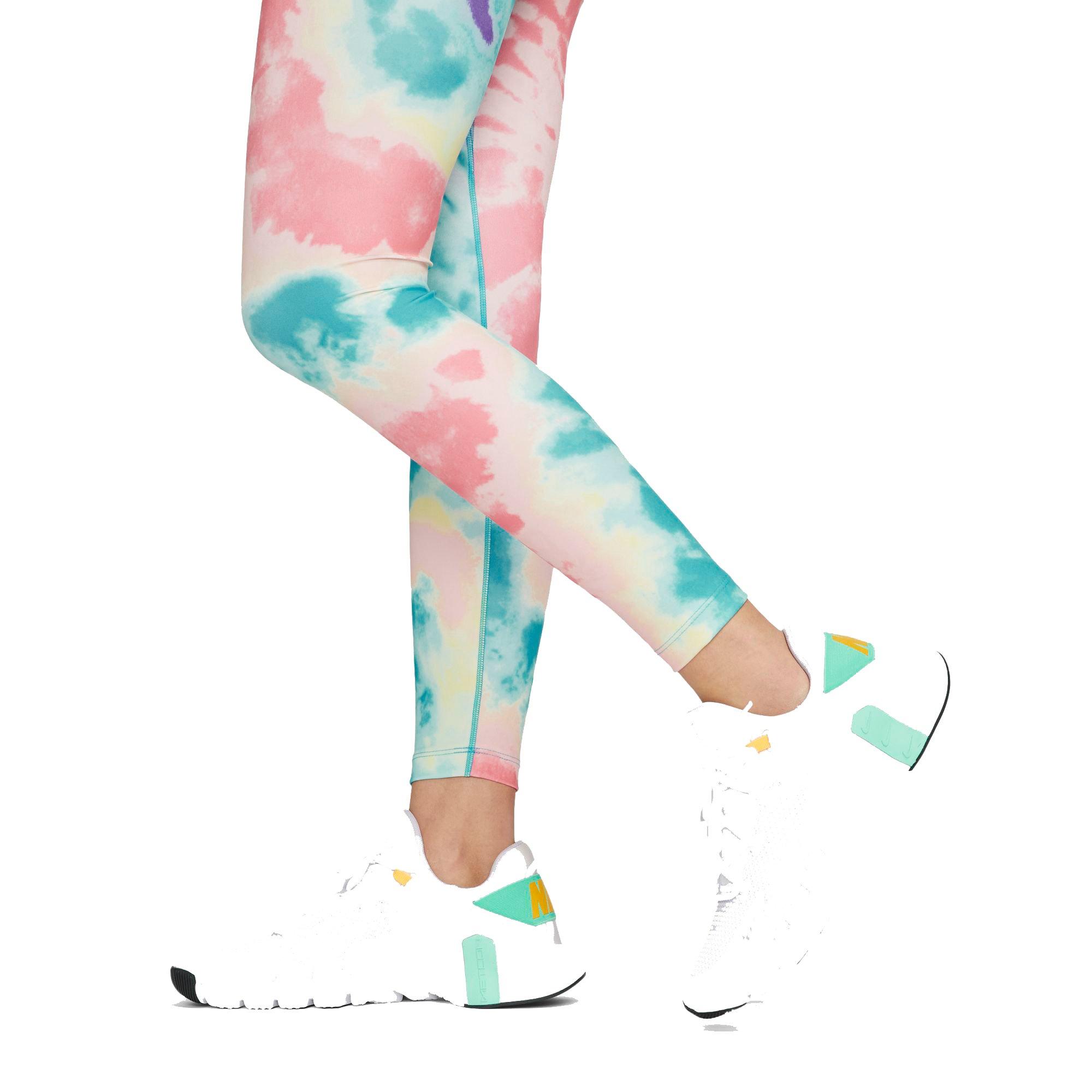 Nike One Women's Dri-Fit Mid Rise 7/8 Tie-Dye Leggings, Light Dew