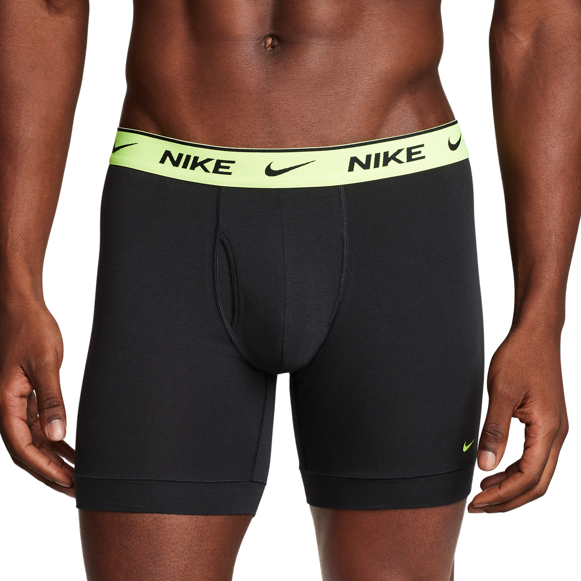 City - Men\'s Stretch Everyday Hibbett Boxer Nike Cotton Briefs-3PK-Black/Volt Gear |