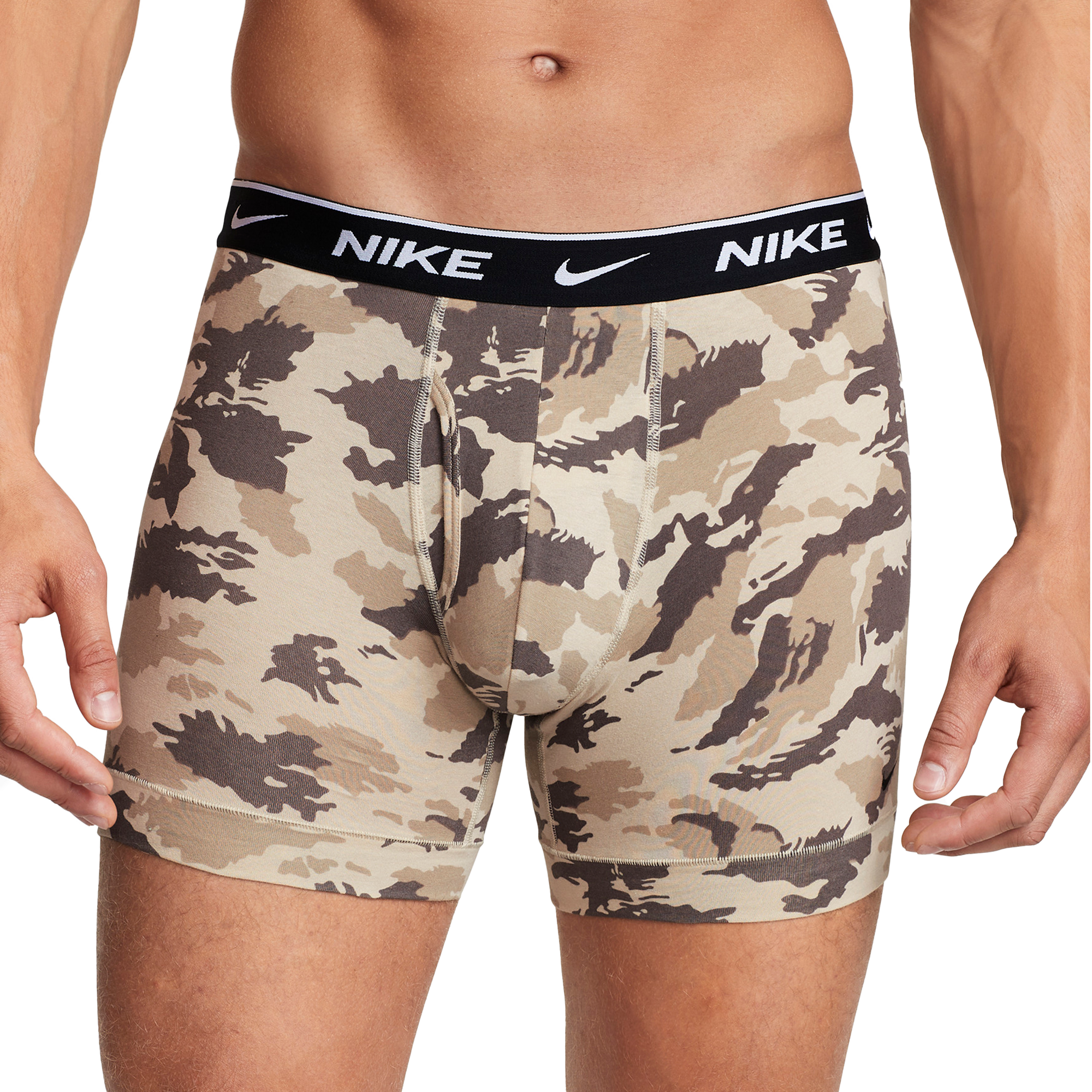 Nike Men's Everyday Cotton Stretch Boxer Briefs-3PK-Khaki/Black