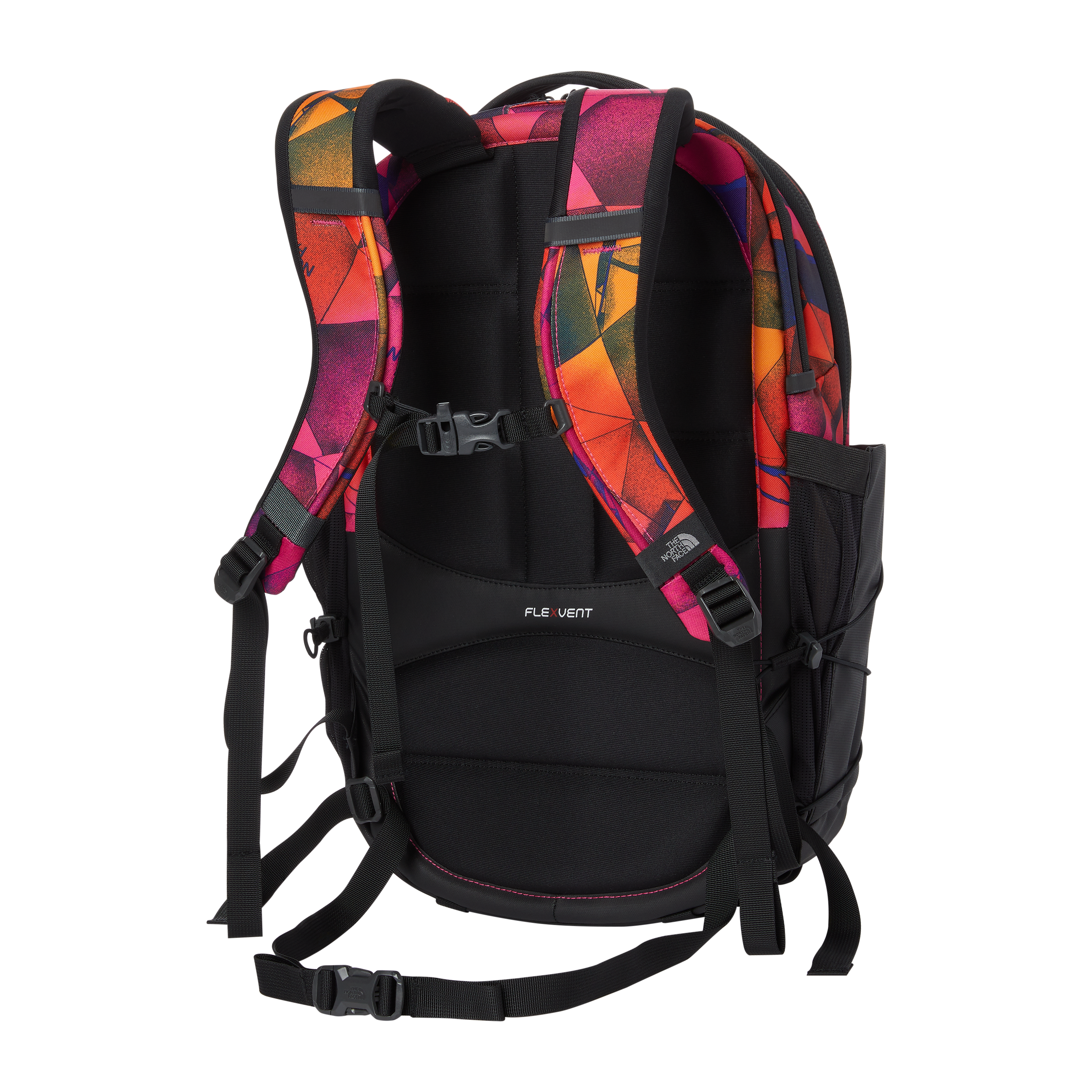 Black and pink north face online backpack